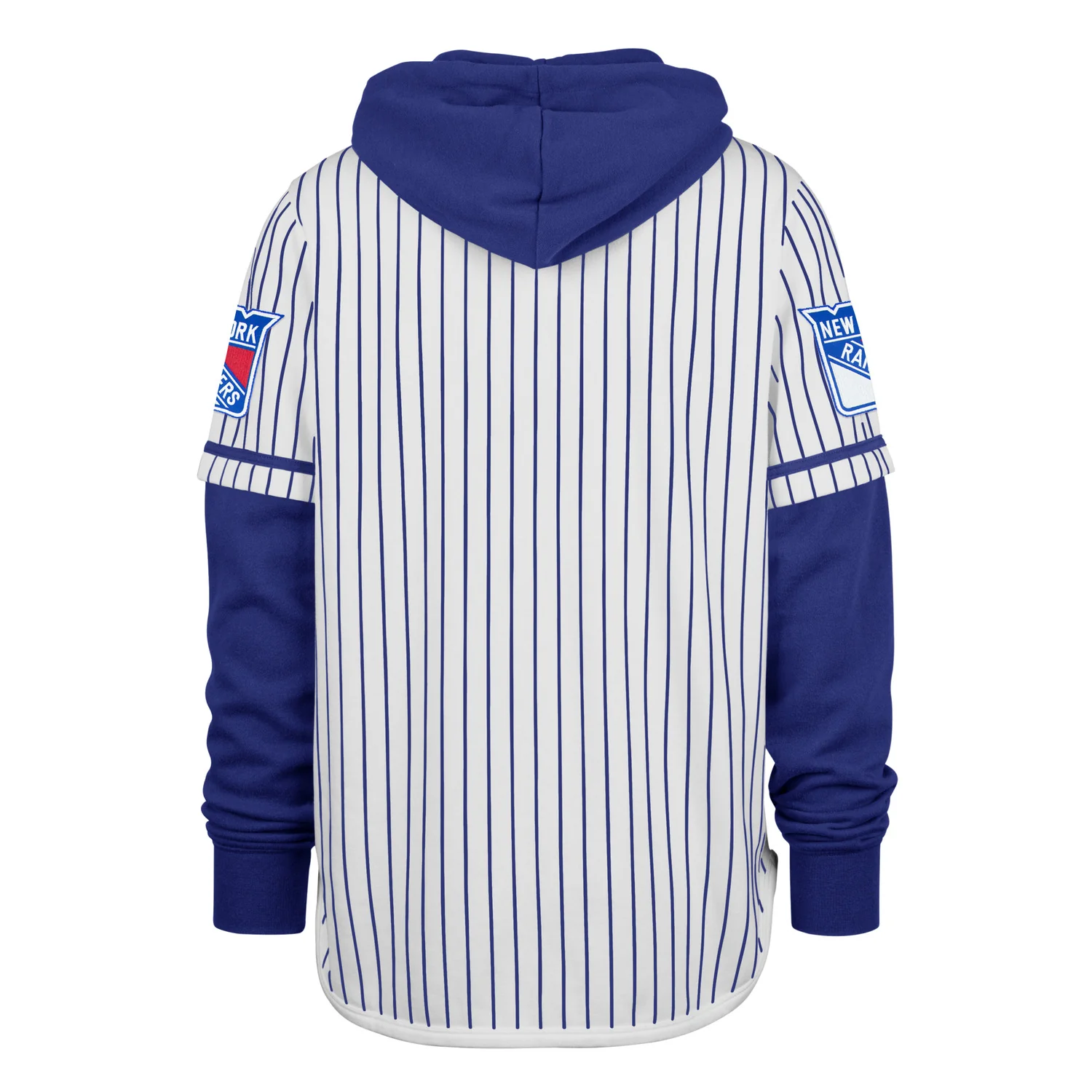'47 Brand Rangers Pinstripe Double Header Shortstop Hoodie - Image 2