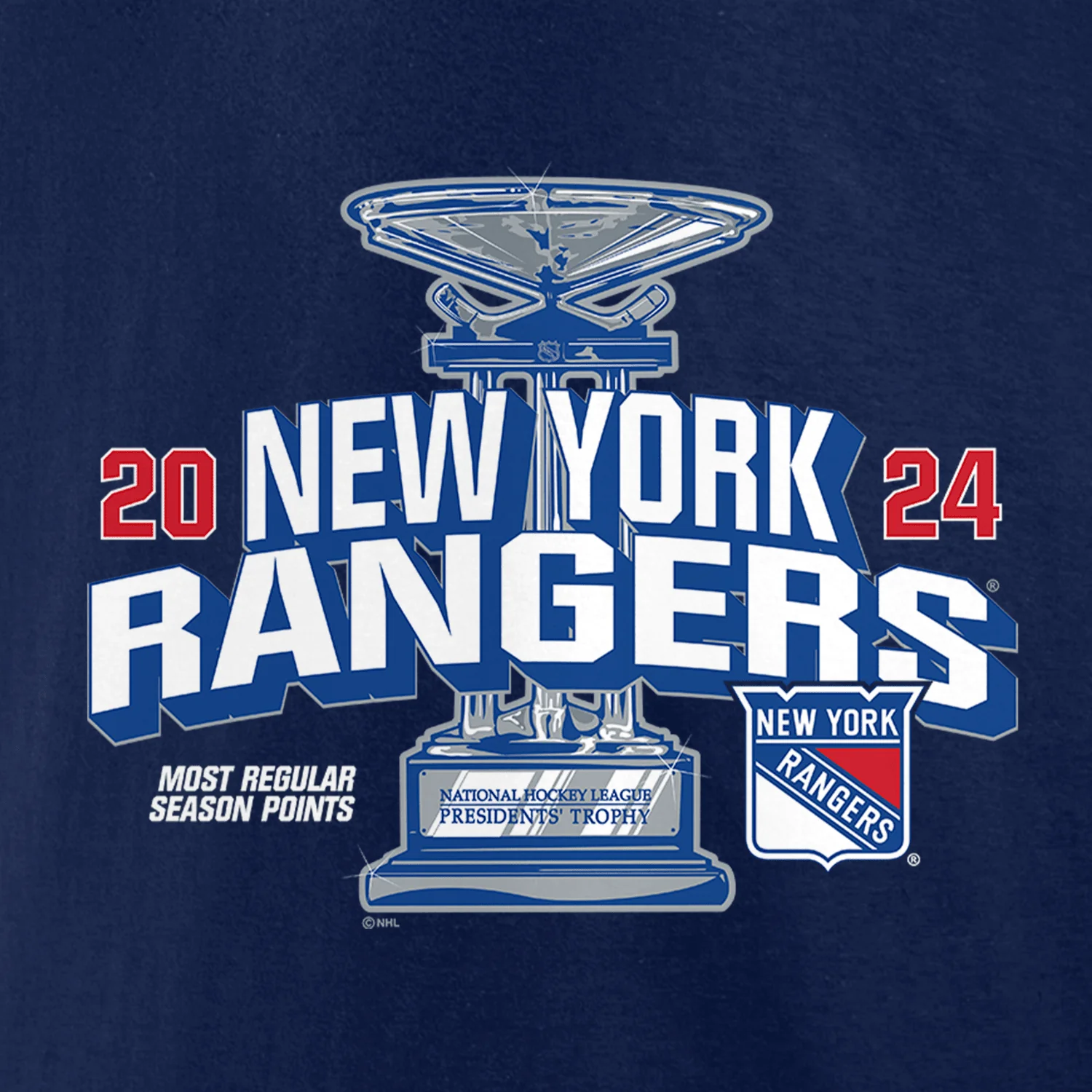Fanatics Rangers 2024 Presidents Trophy Winner Tee - Image 2