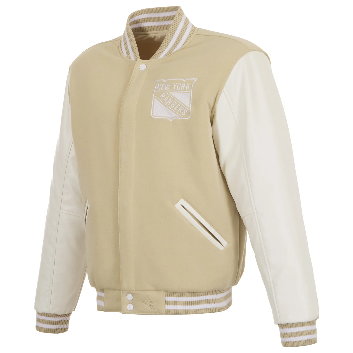JH Design Rangers Reversible Tan/White Varsity Jacket