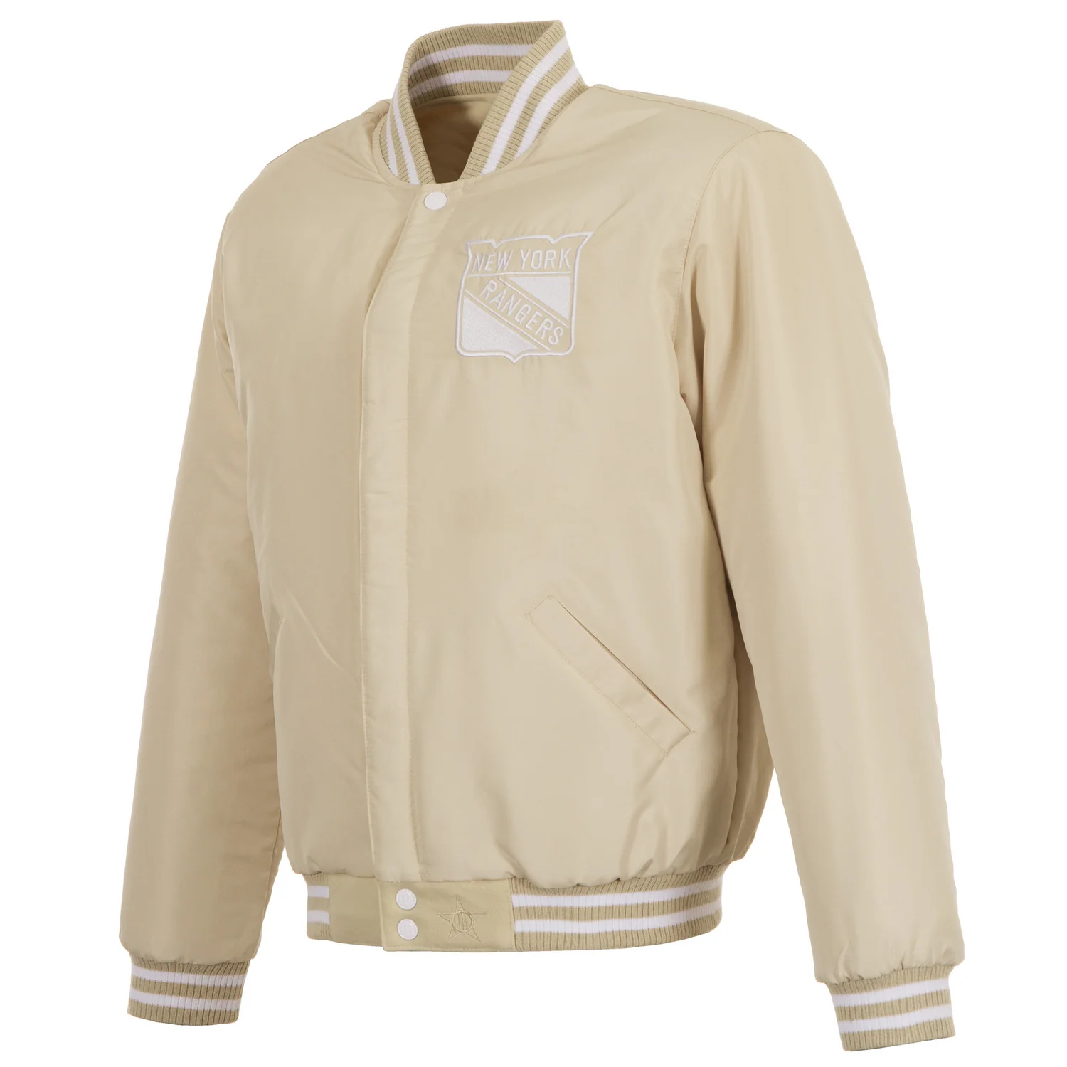 JH Design Rangers Reversible Tan/White Varsity Jacket - Image 3