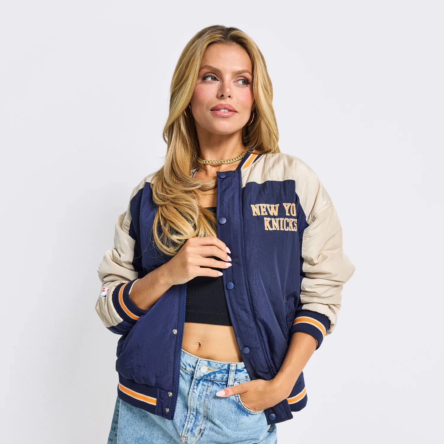 Terez Knicks Navy Double Yoke Bomber Jacket - Image 2