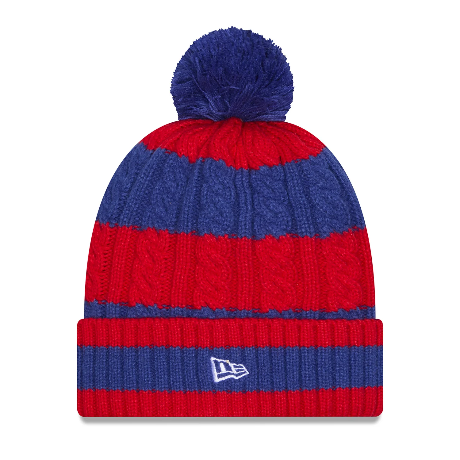 Women's New Era Rangers Braided Royal/Red Knit Pom - Image 2