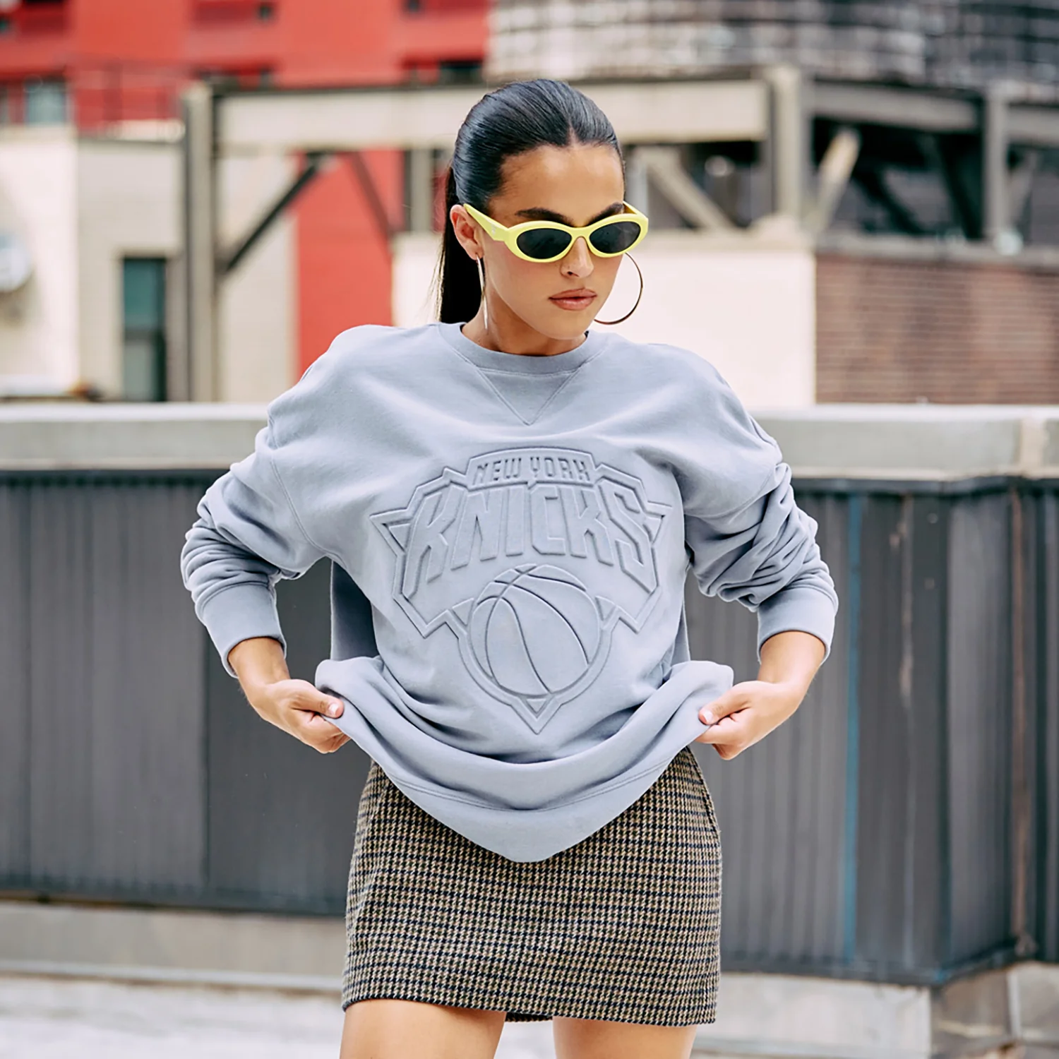 Terez Knicks Grey Cotton Cloud Embossed Crew - Image 4