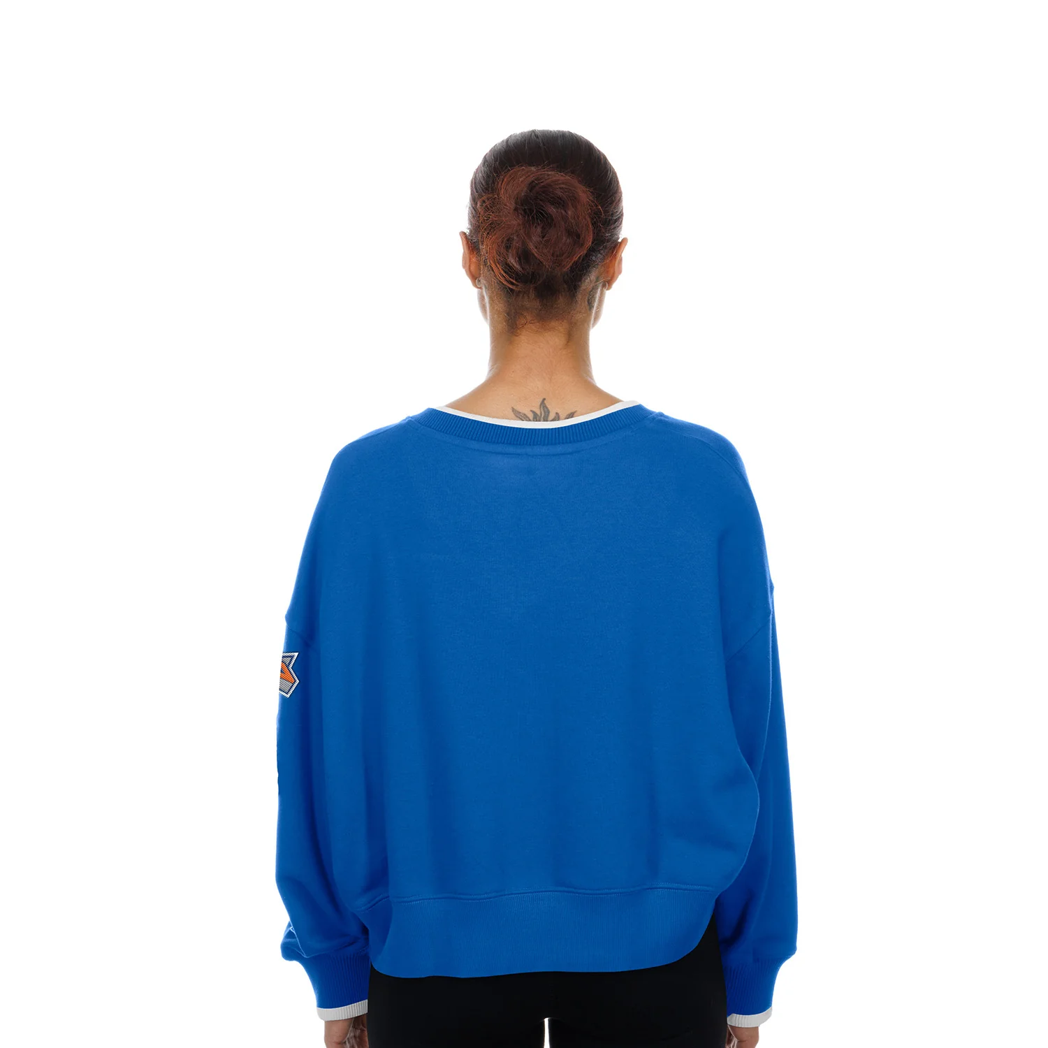 Women's New Era Knicks Royal V-Neck Sweater - Image 4