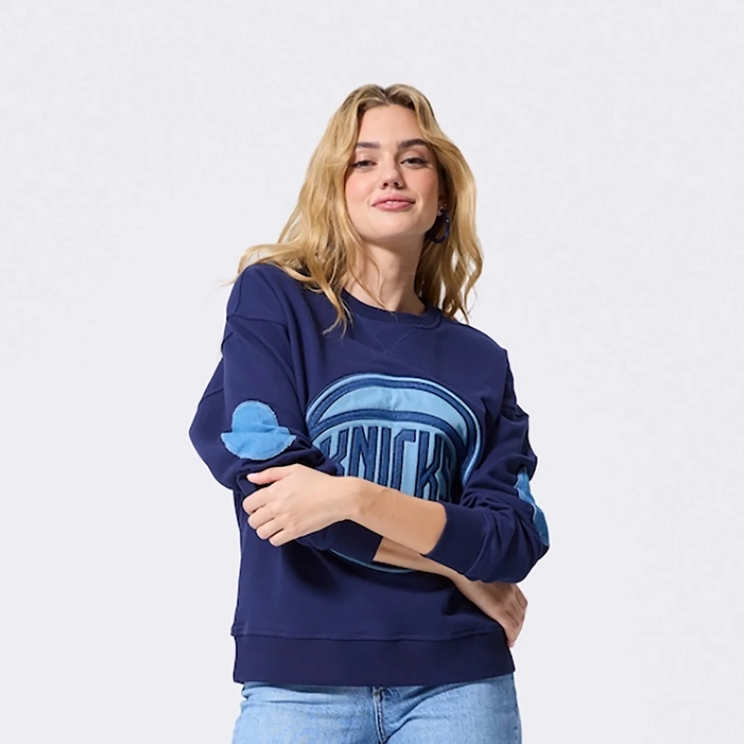 Terez Knicks Denim Patch Crew - Image 2