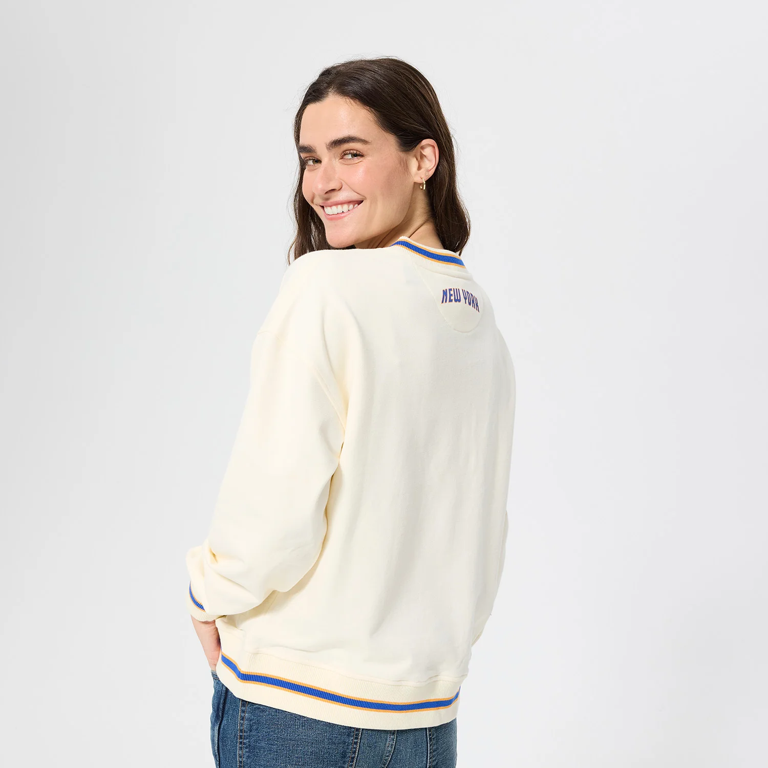 Terez Knicks Left Chest Logo Sugar Swizzle V-Neck Sweater - Image 2
