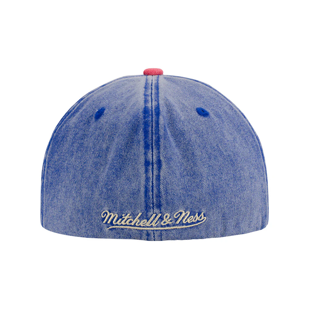 Mitchell & Ness Knicks Royal Snow Wash Natural Fitted Hat - Image 3