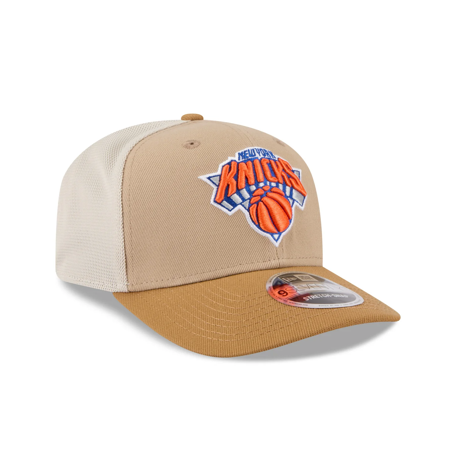 New Era Knicks 2 Tone Trucker 970 Stretch Snapback Stone