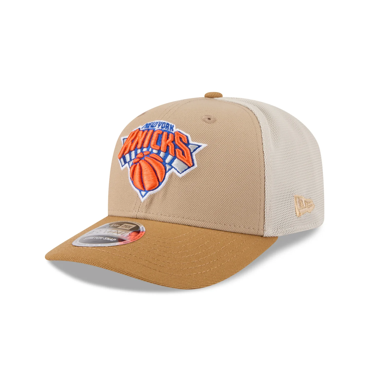 New Era Knicks 2 Tone Trucker 970 Stretch Snapback Stone - Image 2