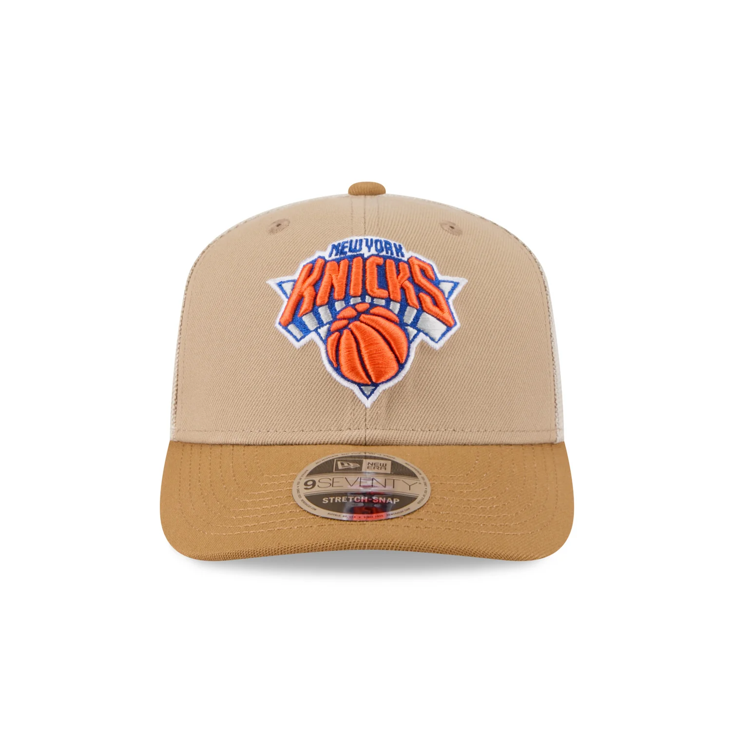 New Era Knicks 2 Tone Trucker 970 Stretch Snapback Stone - Image 4