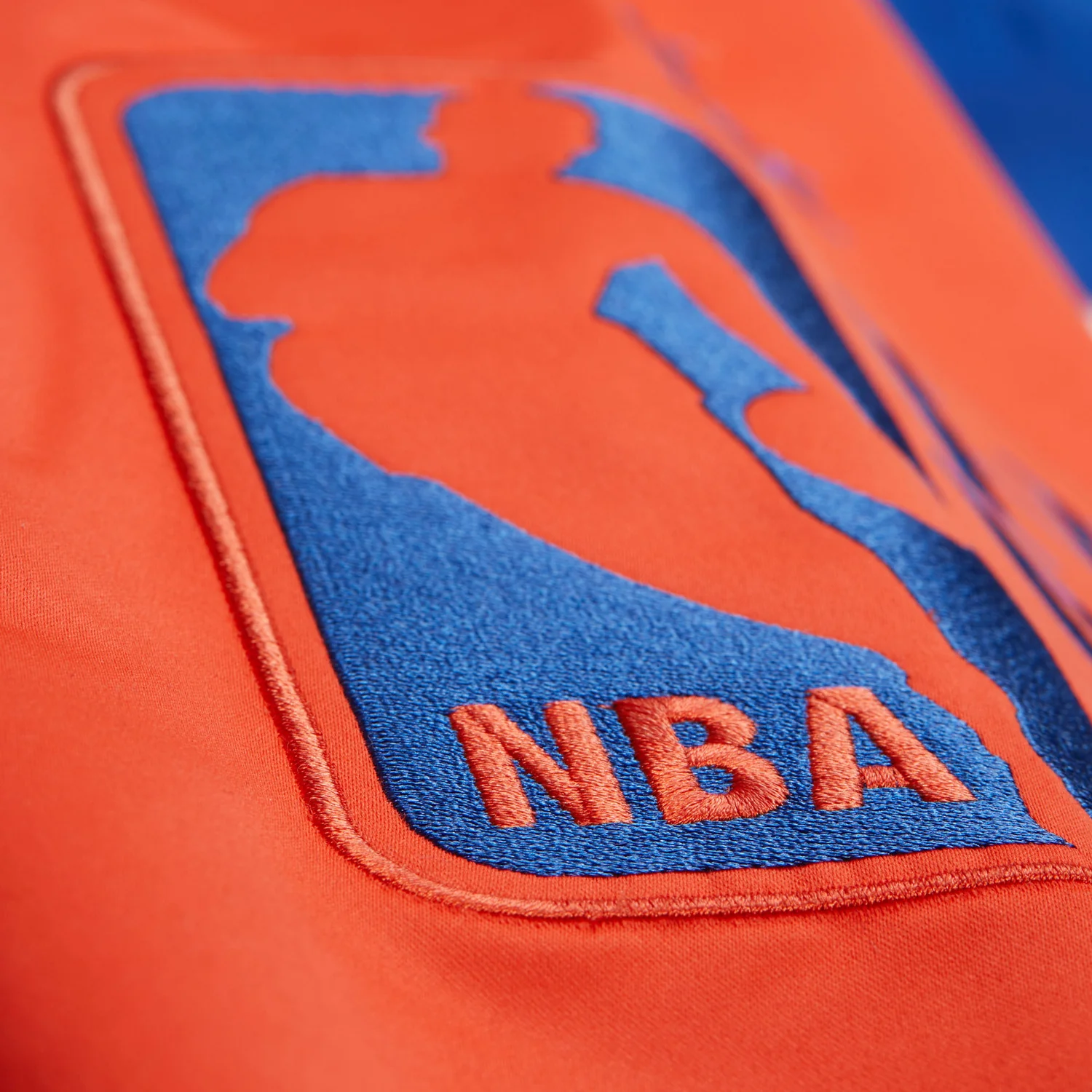 Mitchell & Ness Knicks Team Origins Royal/Orange Satin Jacket - Image 6