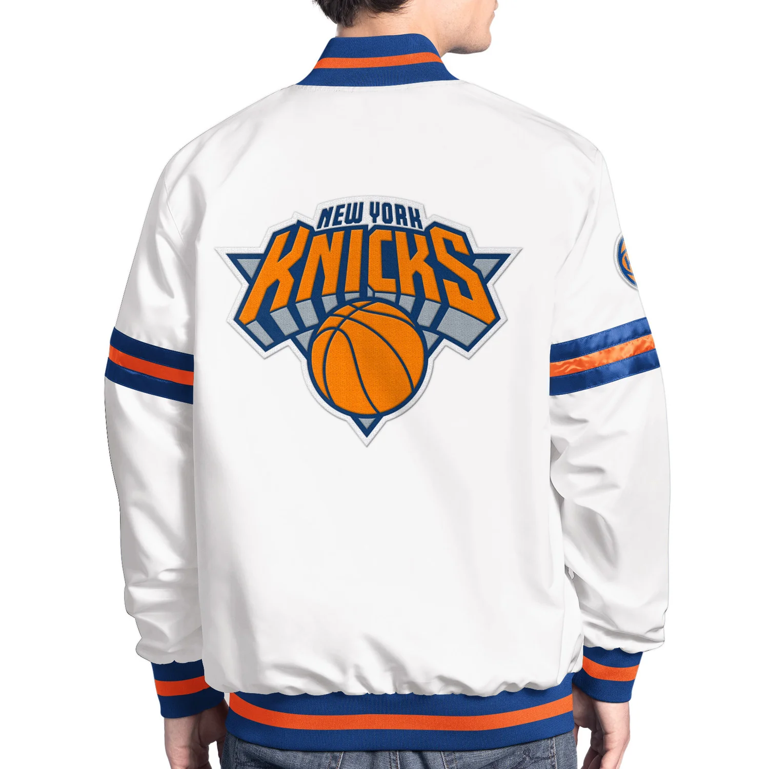 Starter Knicks Scout White Varsity Jacket - Image 2