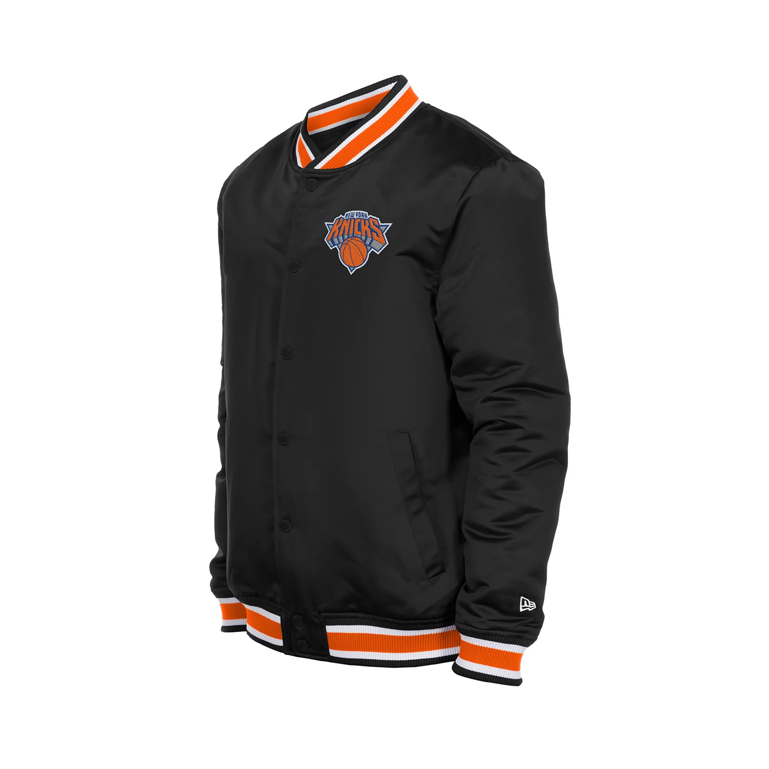 New Era Knicks Sport Classic Snap Front Black Satin Jacket - Image 3
