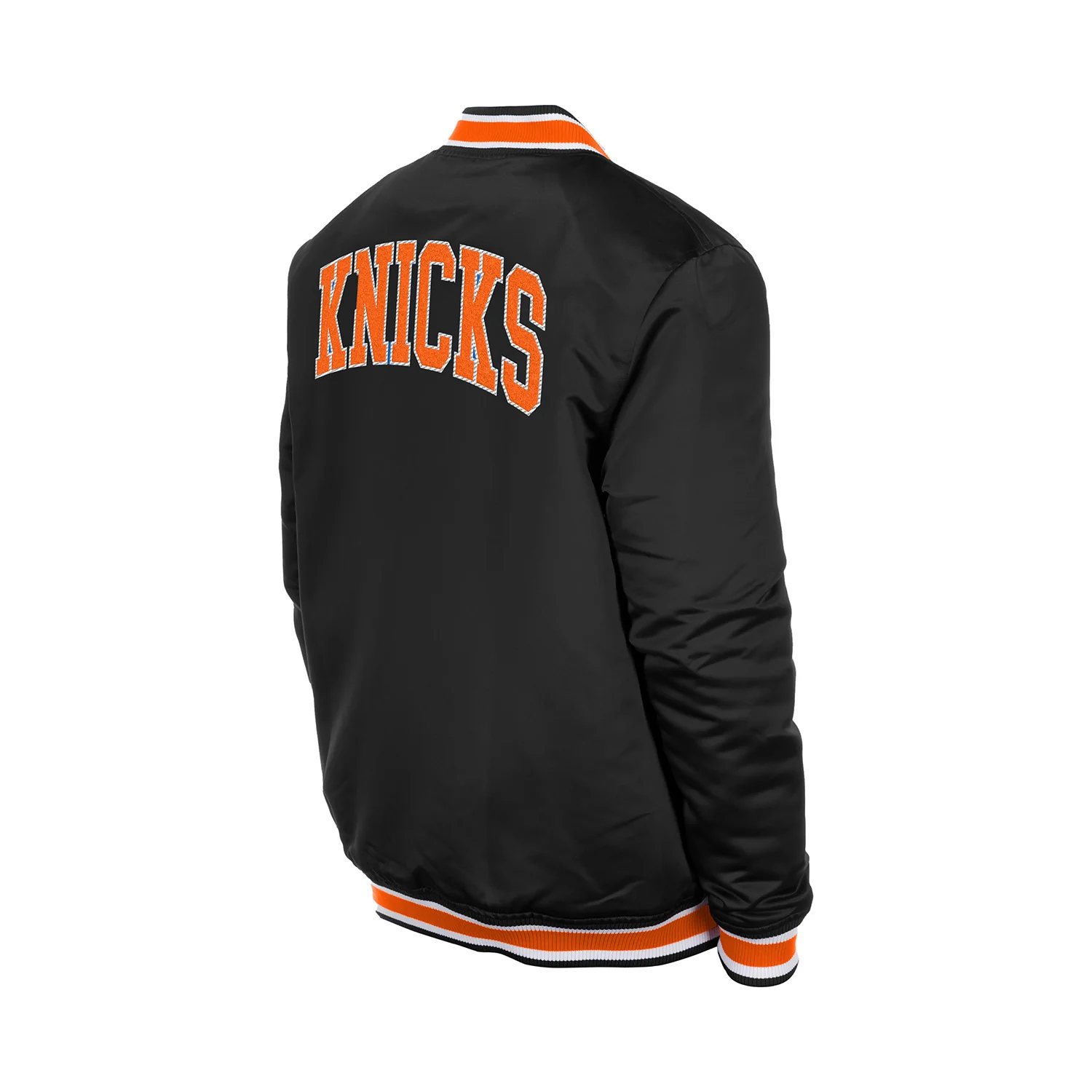 New Era Knicks Sport Classic Snap Front Black Satin Jacket - Image 4
