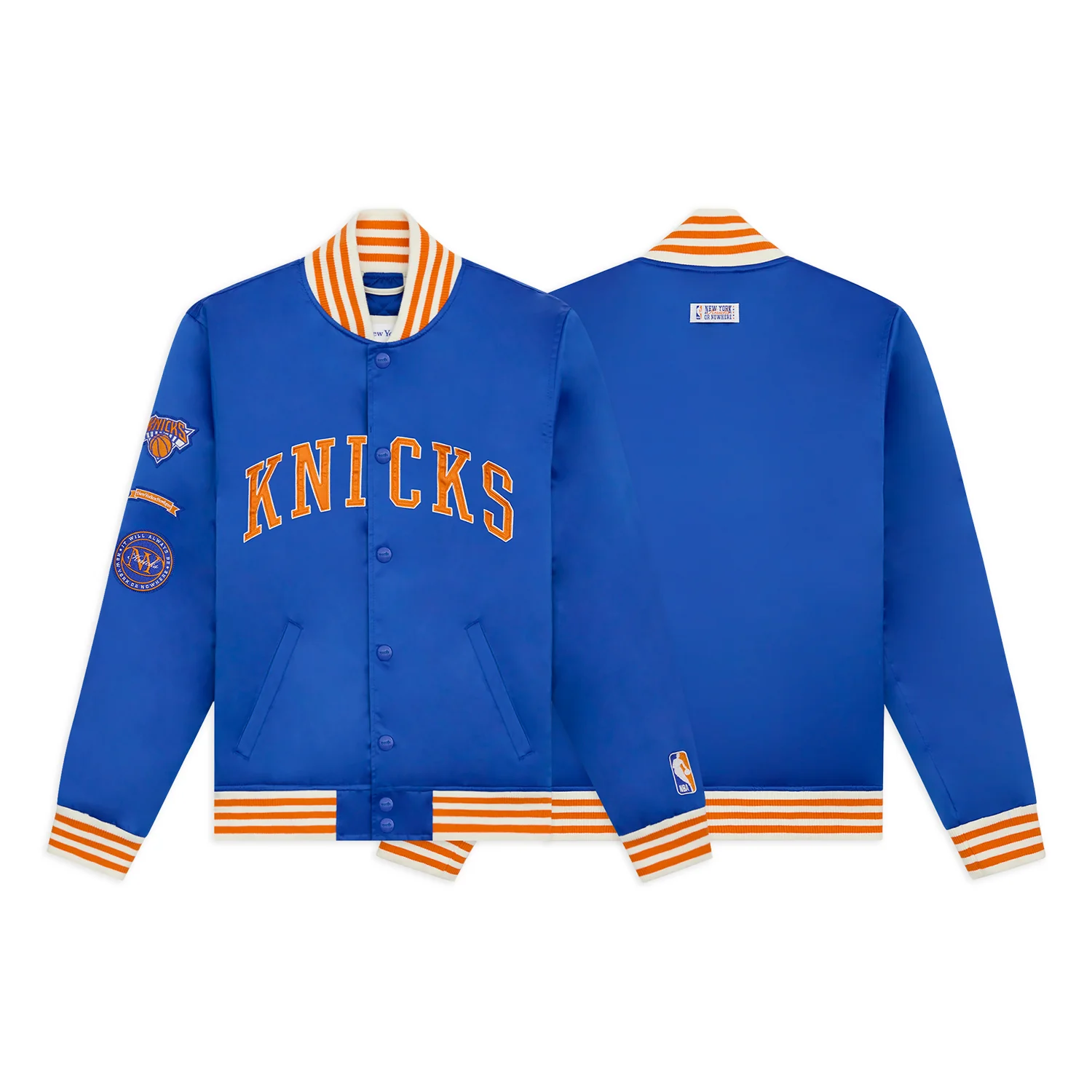 NYON x Knicks Downtown Varsity Satin Jacket Royal - Image 3
