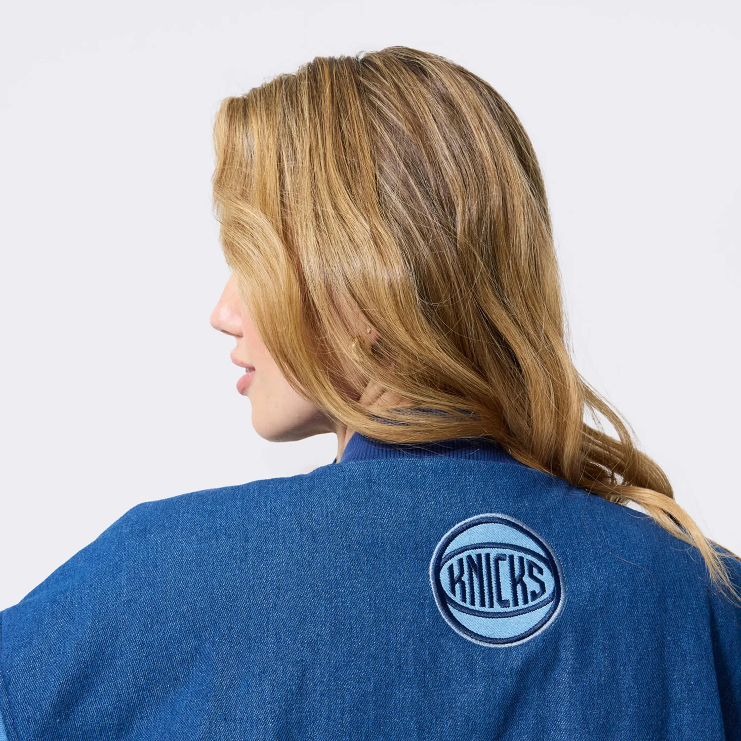 Terez Knicks Denim Bomber Jacket - Image 4