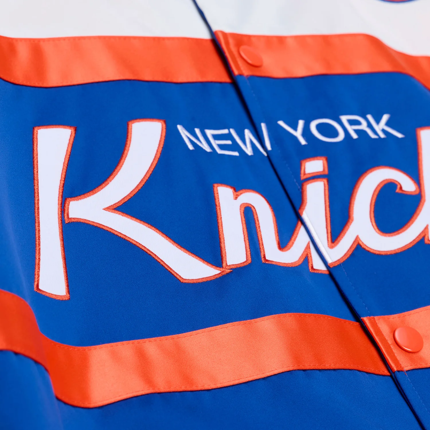 Mitchell & Ness Knicks Team Color Head Coach Lightweight Satin Jacket - Image 3