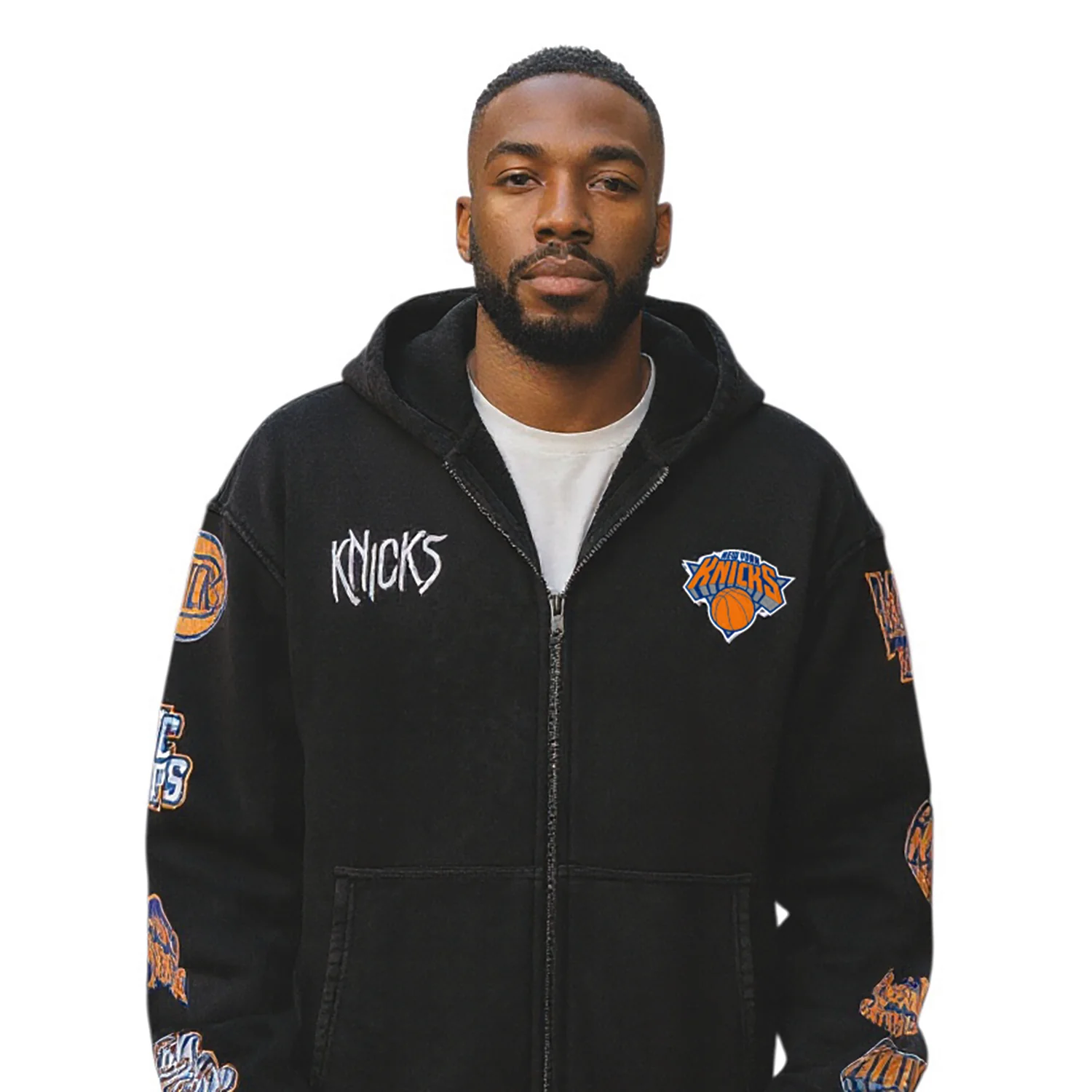 Wild Collective Knicks Acid Wash Oversized Full Zip Hoodie - Image 3