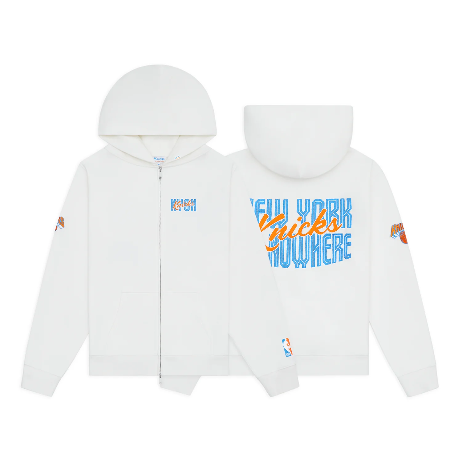 NYON x Knicks Crisscross Off White Zip Hoodie - Image 3