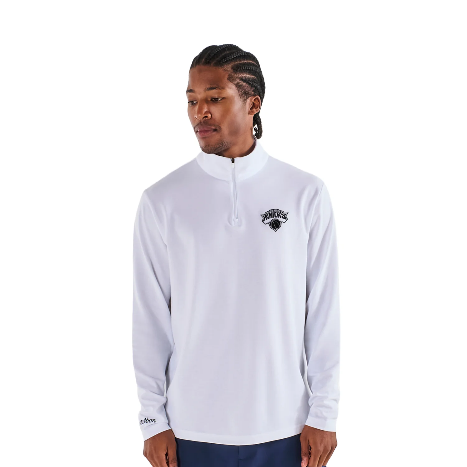 Malbon x Knicks White Evergreen Performance Quarter Zip Pullover - Image 3