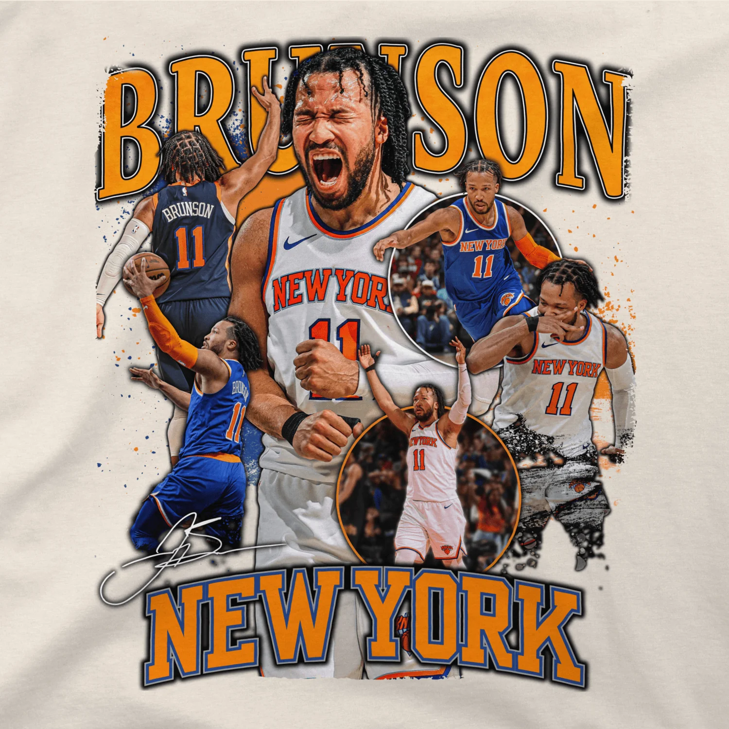 Stadium Essentials Knicks Jalen Brunson Crossroads Cream Urban Tee - Image 2