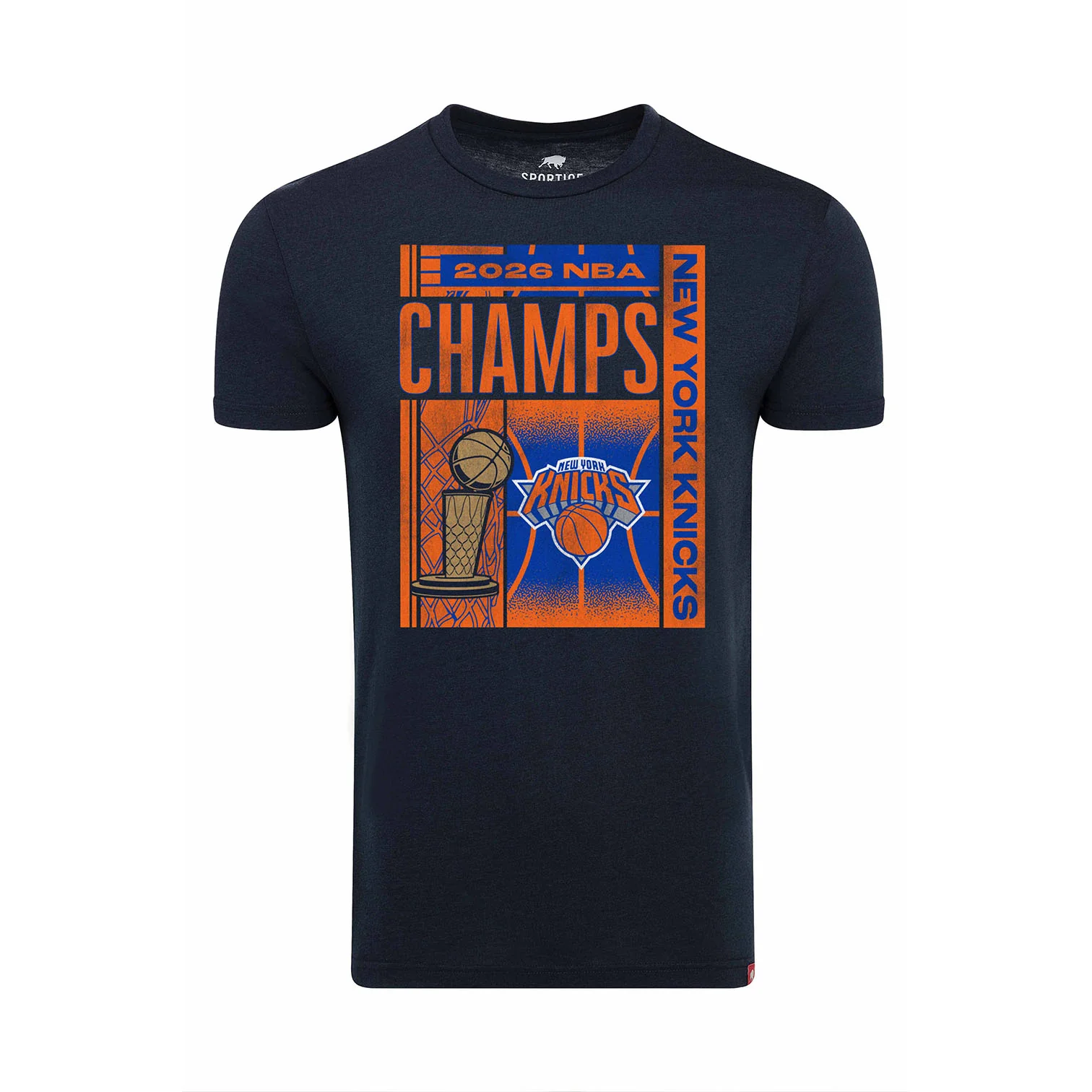 Sportiqe Knicks 2026 NBA Champions Navy Comfy Tee
