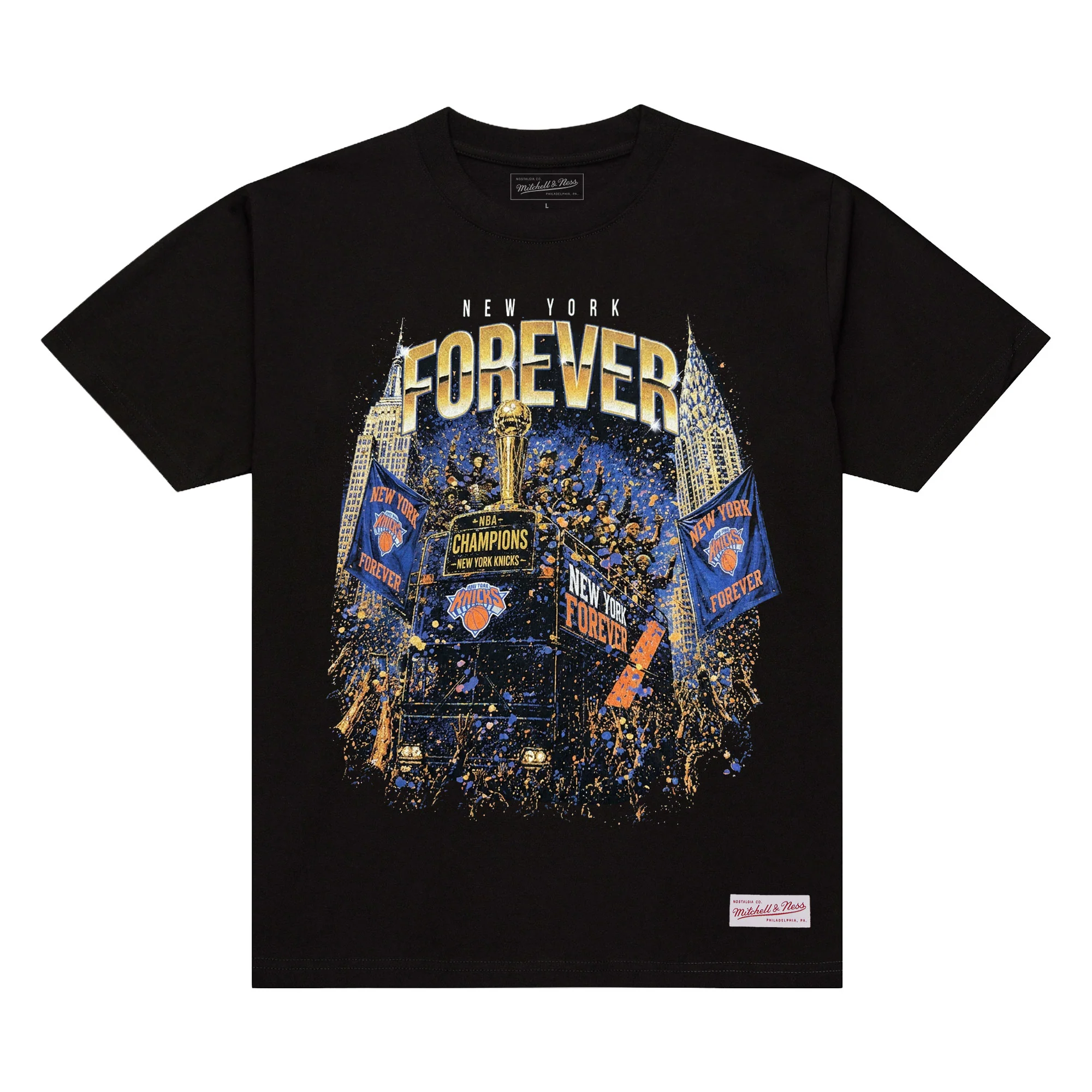 Mitchell & Ness Knicks 2026 NBA Champions Canyon of Heroes Black Tee
