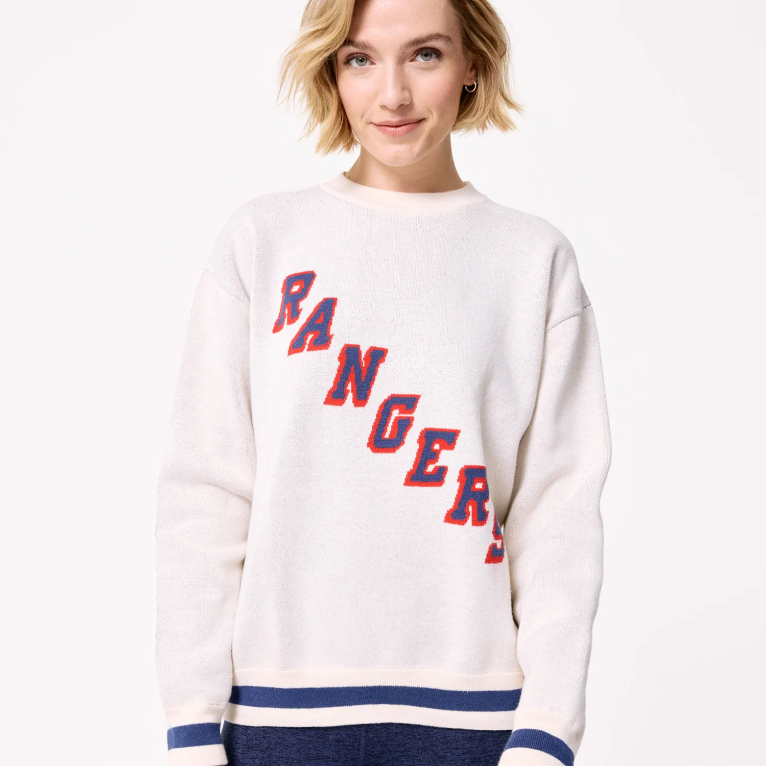 Terez Rangers Wordmark Jacquard Sweater Crew