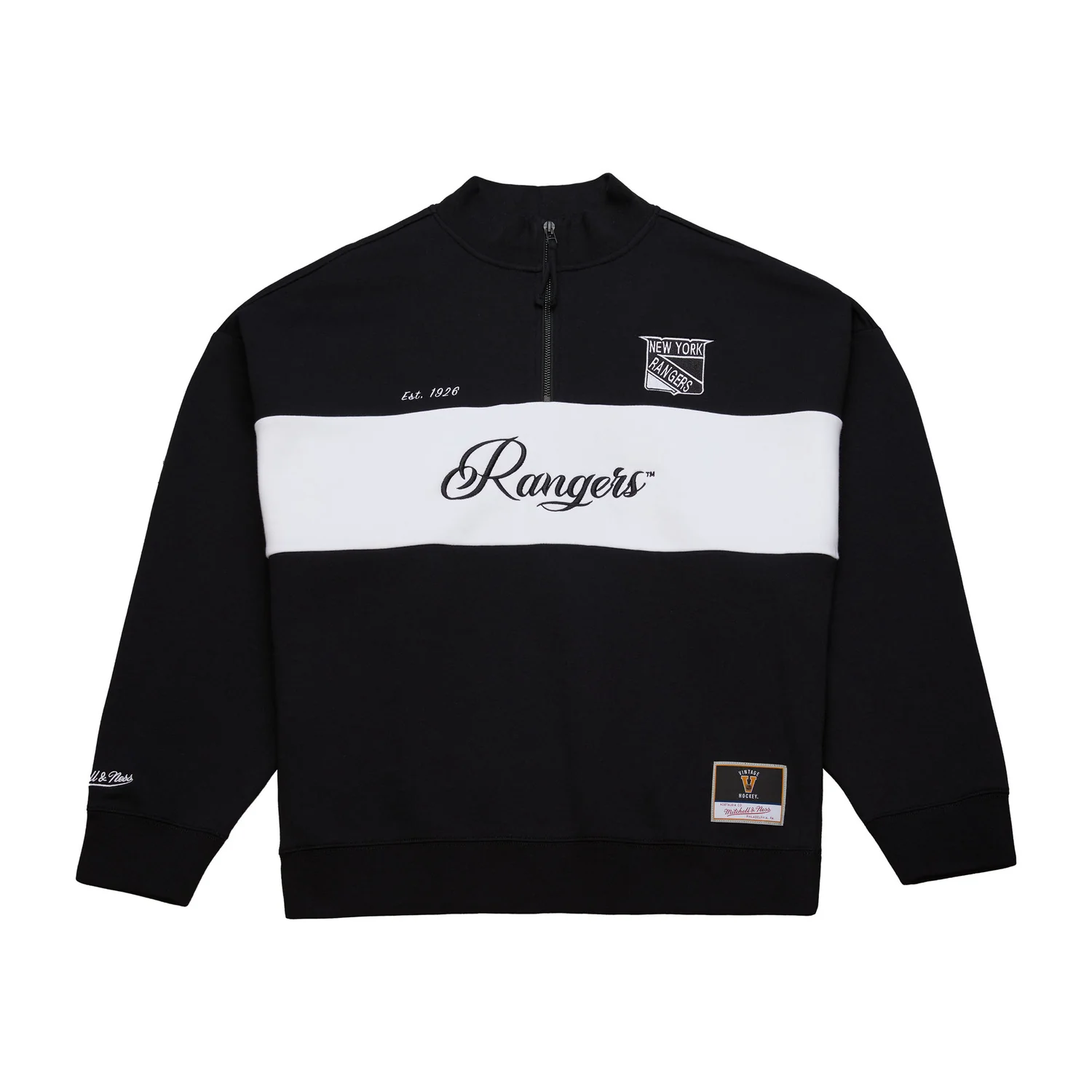 Women's Mitchell & Ness Rangers Black Quarter Zip - Image 4