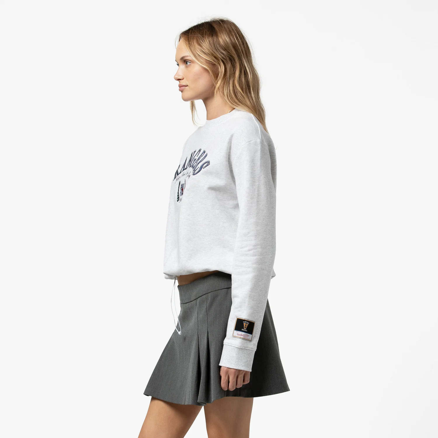 Women's Mitchell & Ness Rangers Crop Toggle Crew - Image 5