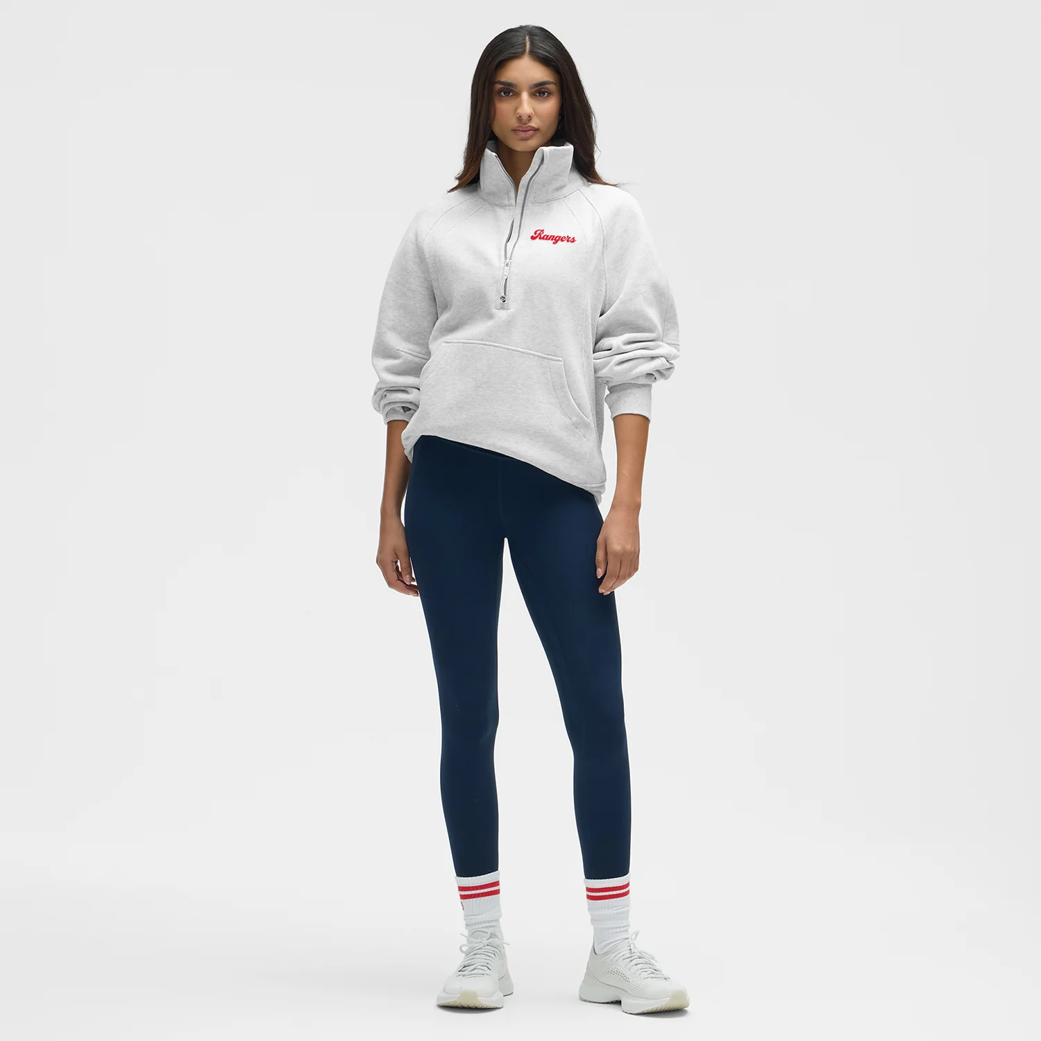 Women's Lululemon Rangers Heather Grey Scuba Oversized Funnel Neck Half Zip - Image 3