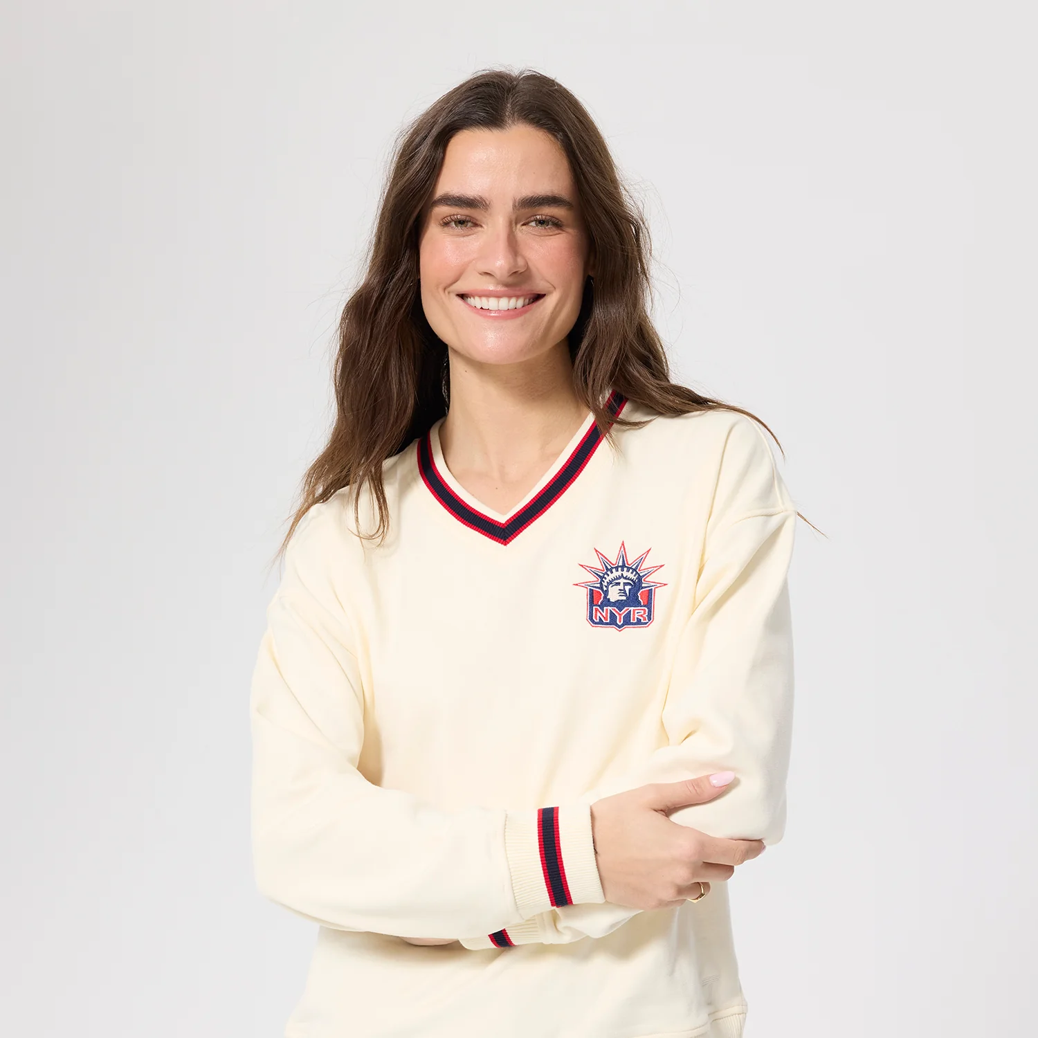Terez Rangers Liberty Cotton V-Neck Sweater - Image 4
