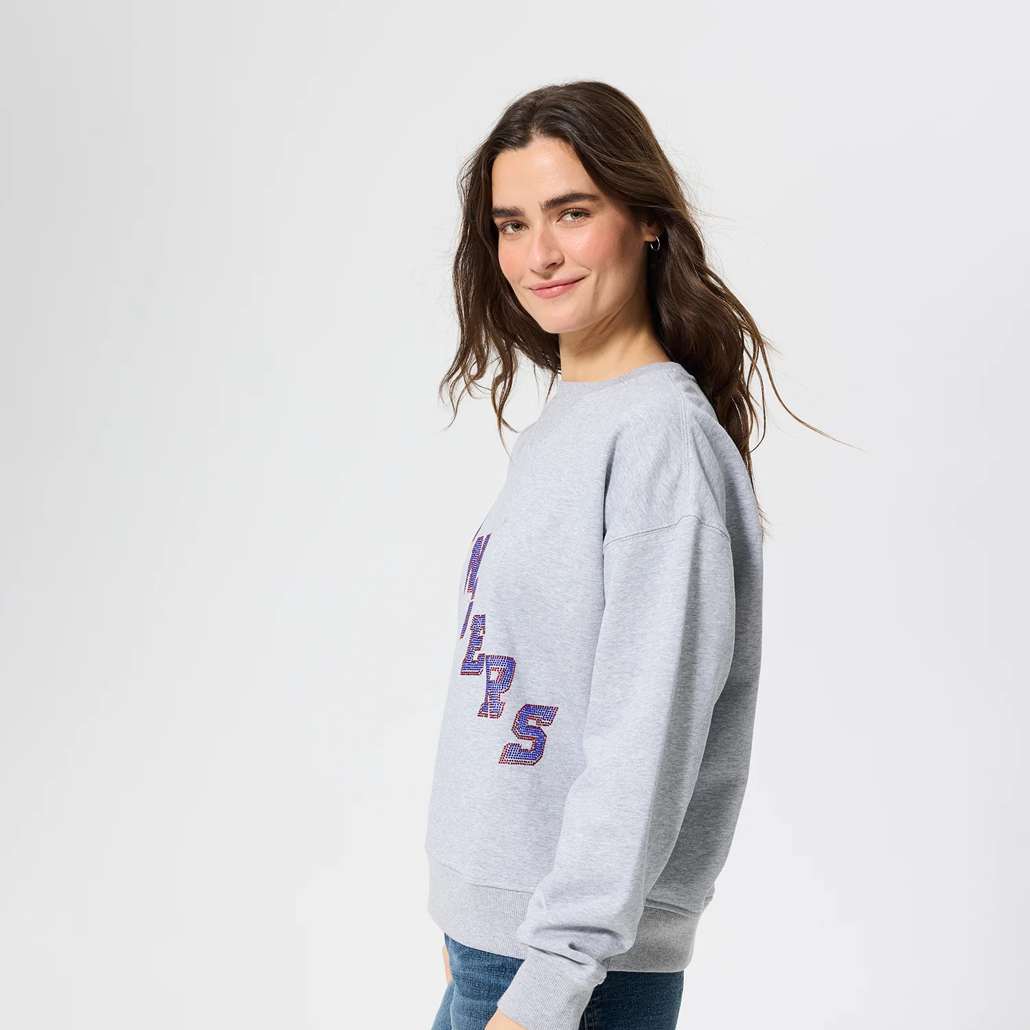 Terez Rangers Wordmark Gem Grey Crewneck - Image 3