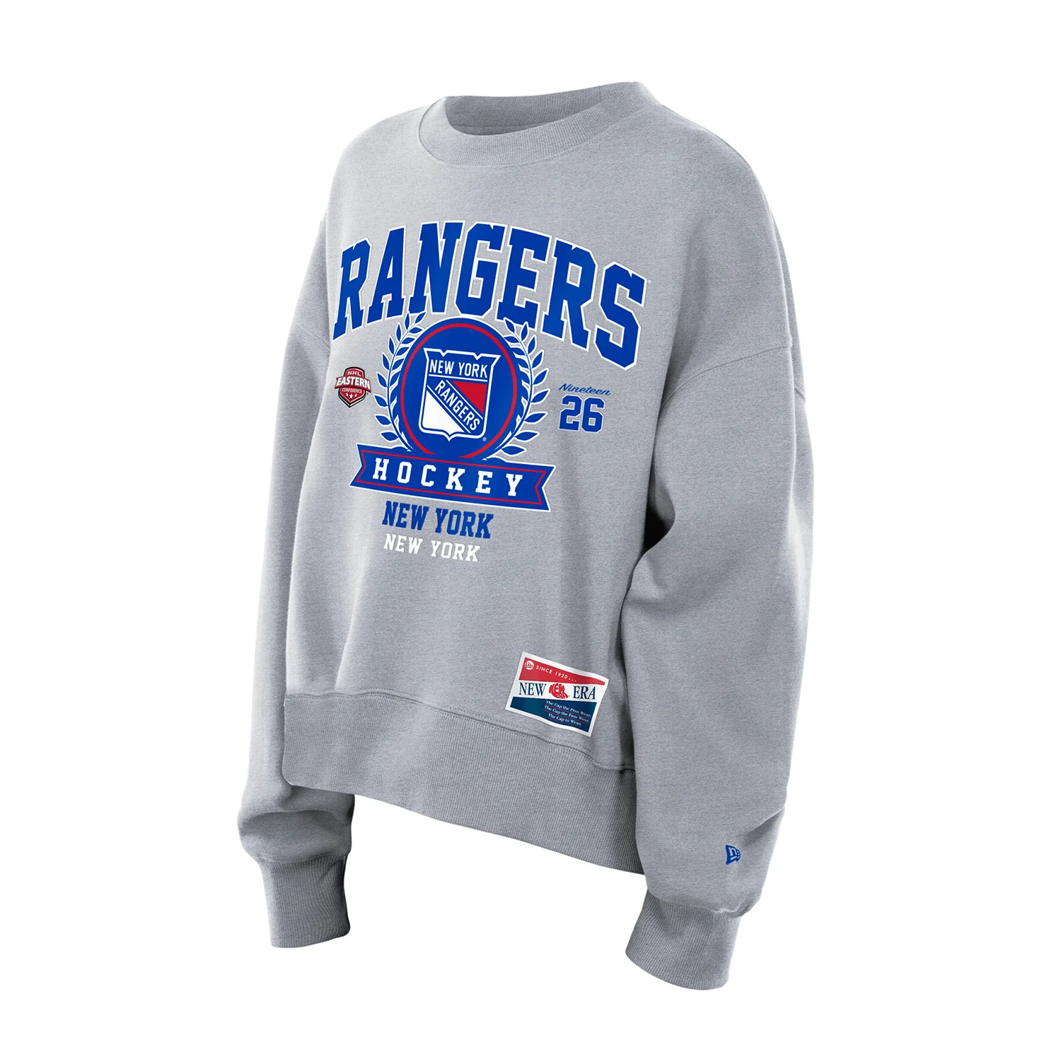 Women's New Era Rangers Throwback Collection Boxy Grey French Terry Crew - Image 3