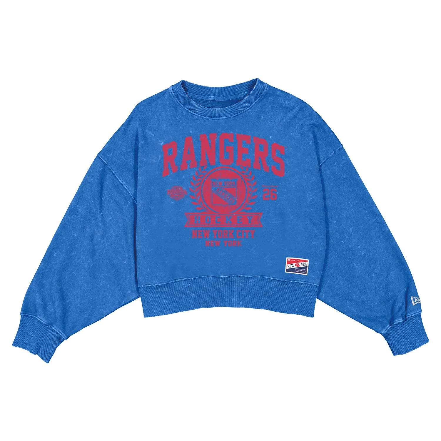 Women's New Era Rangers Throwback Collection Boxy Mineral Washed French Terry Crew - Image 3