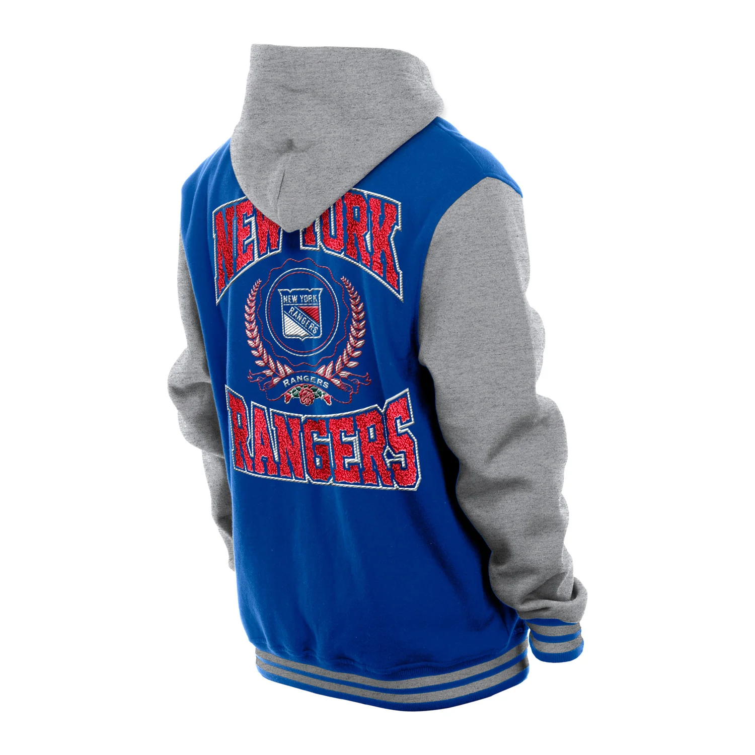 New Era Rangers Throwback Fleece Snap Front Hooded Jacket - Image 4