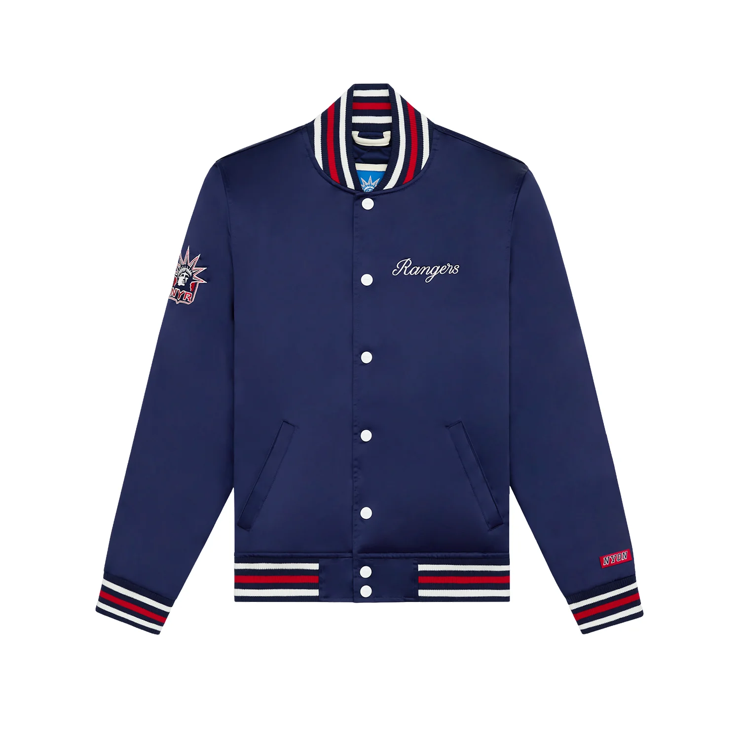 NYON x Rangers Liberty Satin Varsity Jacket - Image 2