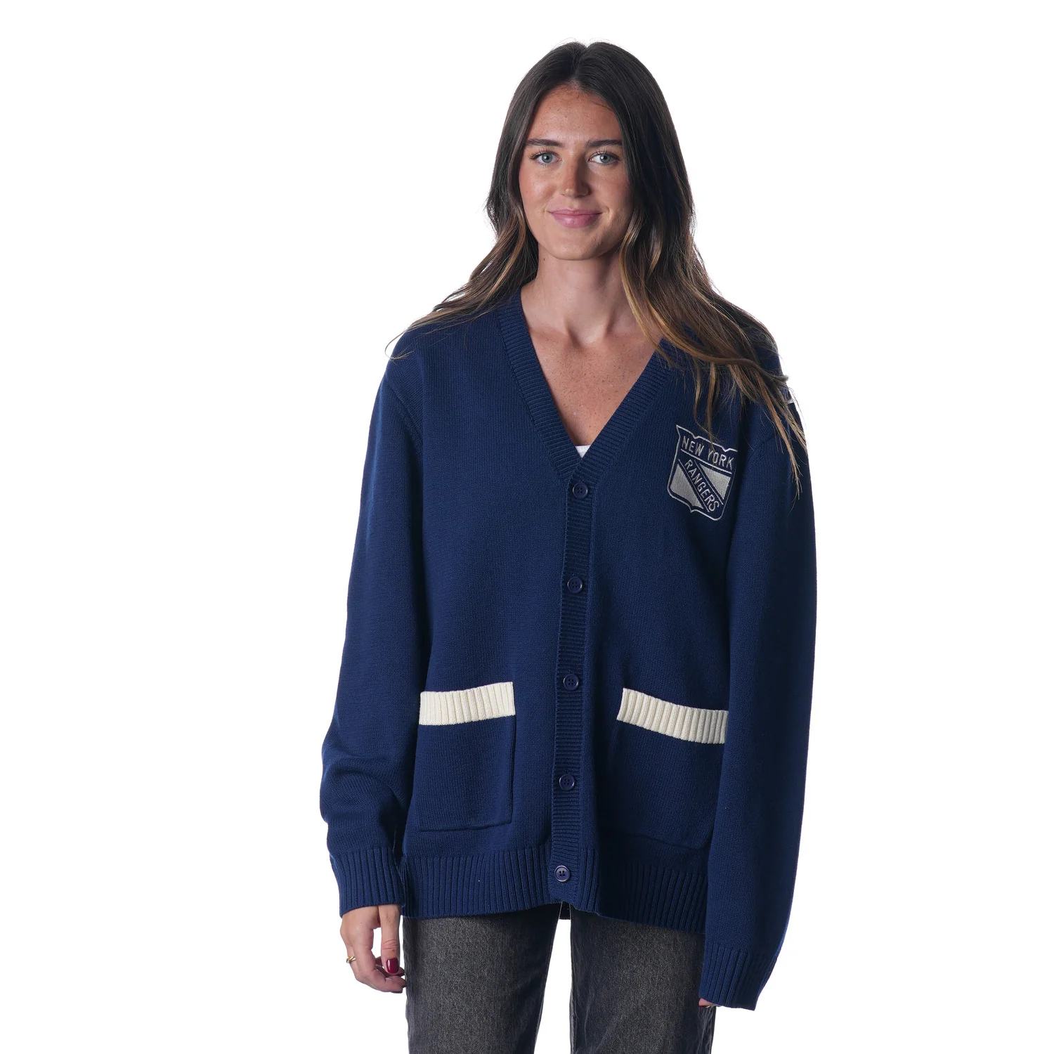 Wild Collective Rangers Skyline Navy/Cream Cardigan Sweater - Image 2