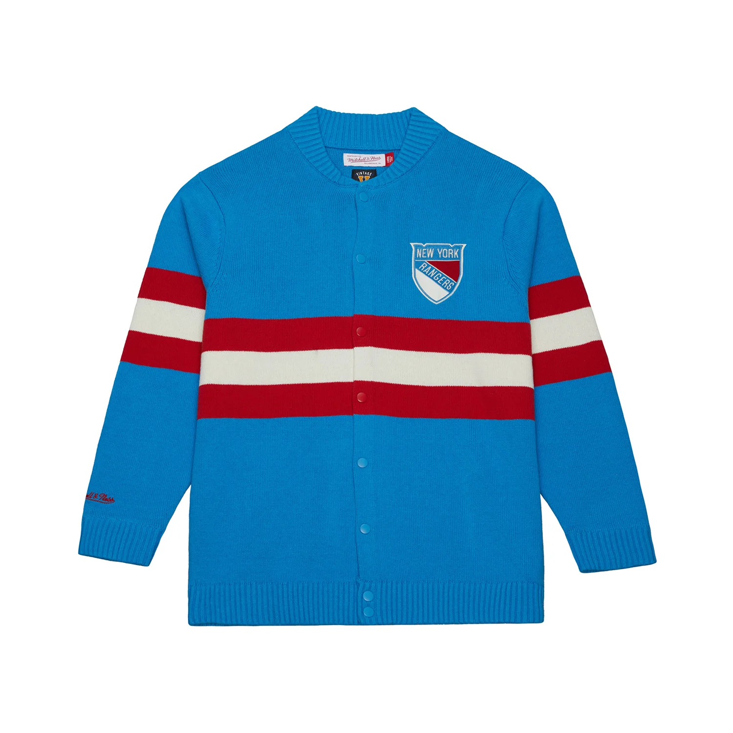 Mitchell & Ness Rangers Centennial Striped Cardigan Sweater