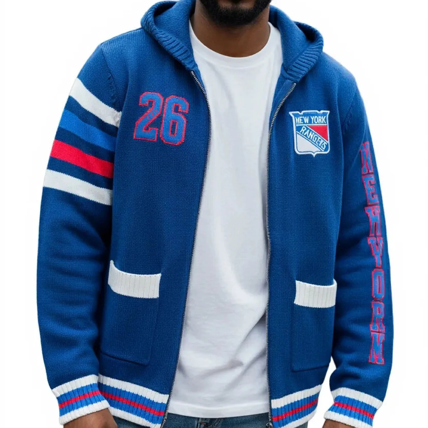 Wild Collective Rangers Hooded Jacquard Full Zip Sweater - Image 3