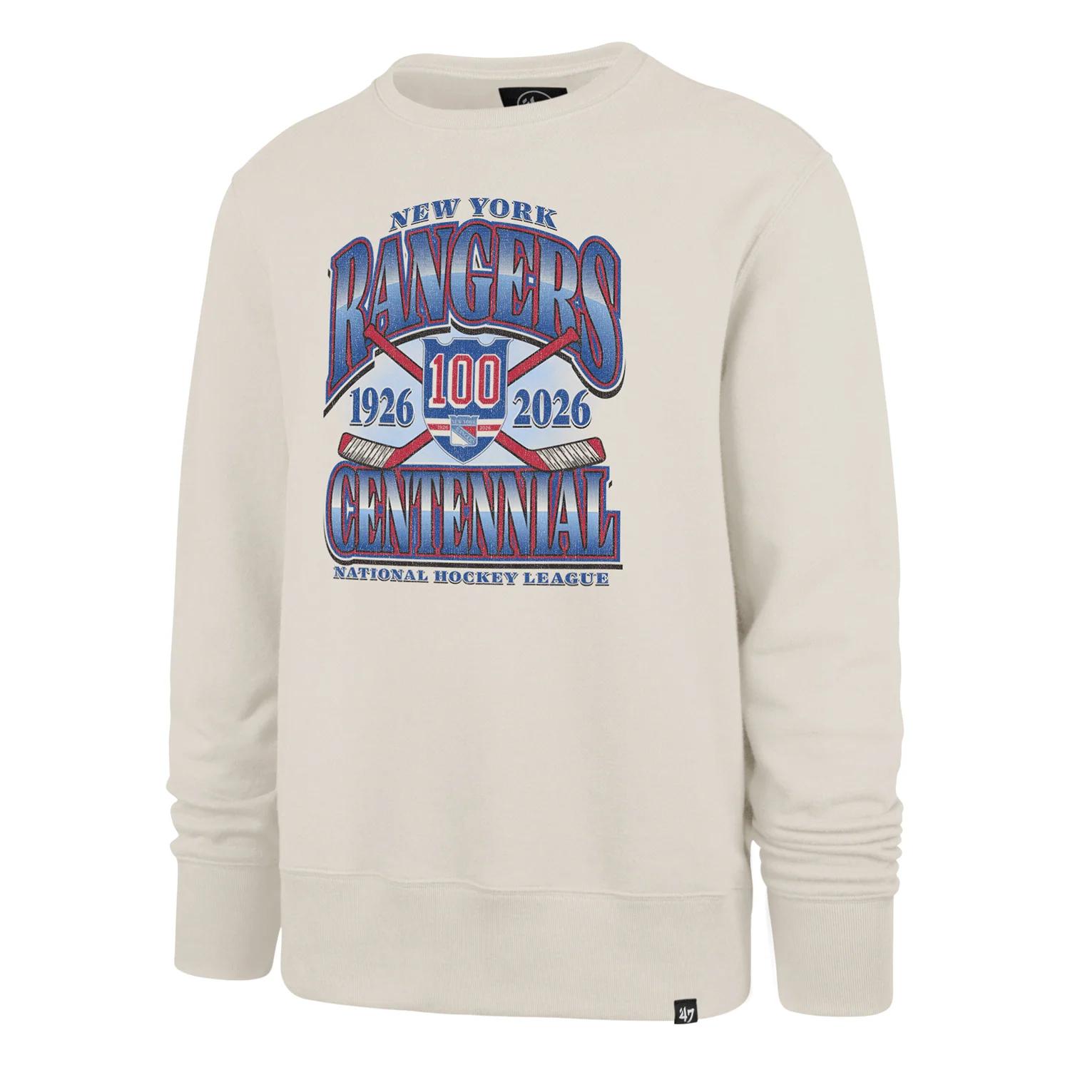 '47 Brand Rangers Centennial Logo Graphic Cream Crewneck