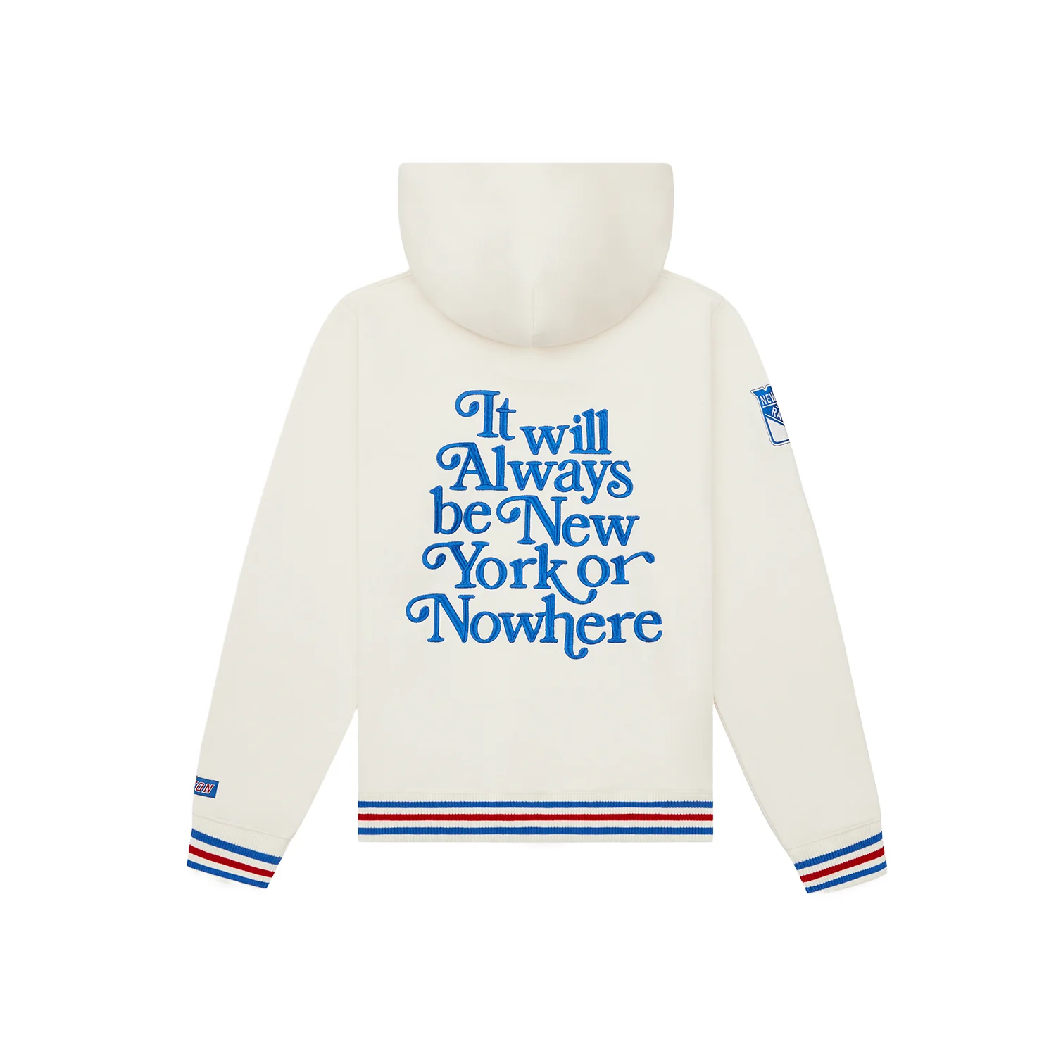 NYON x Rangers Off White Motto Hoodie - Image 2