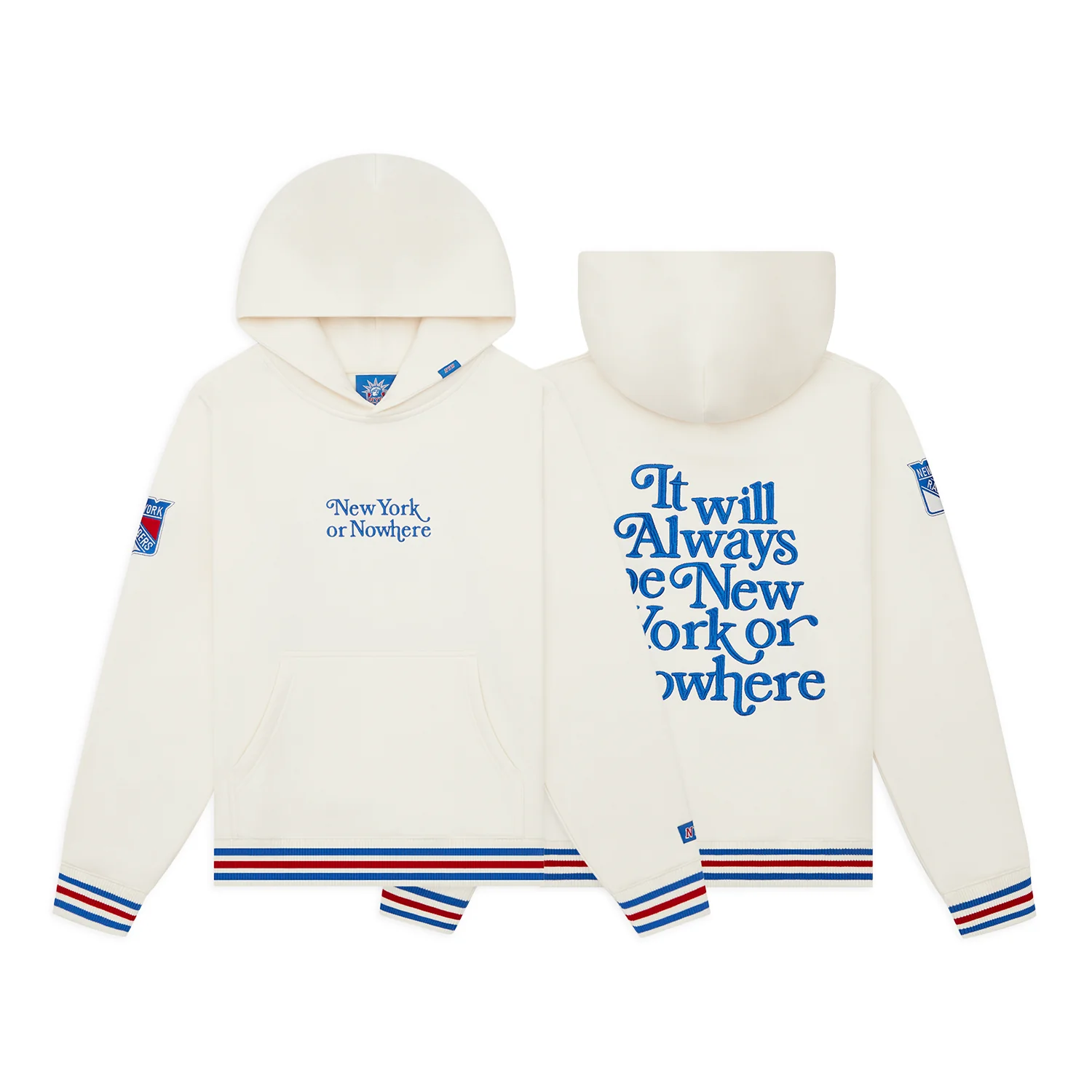 NYON x Rangers Off White Motto Hoodie - Image 3