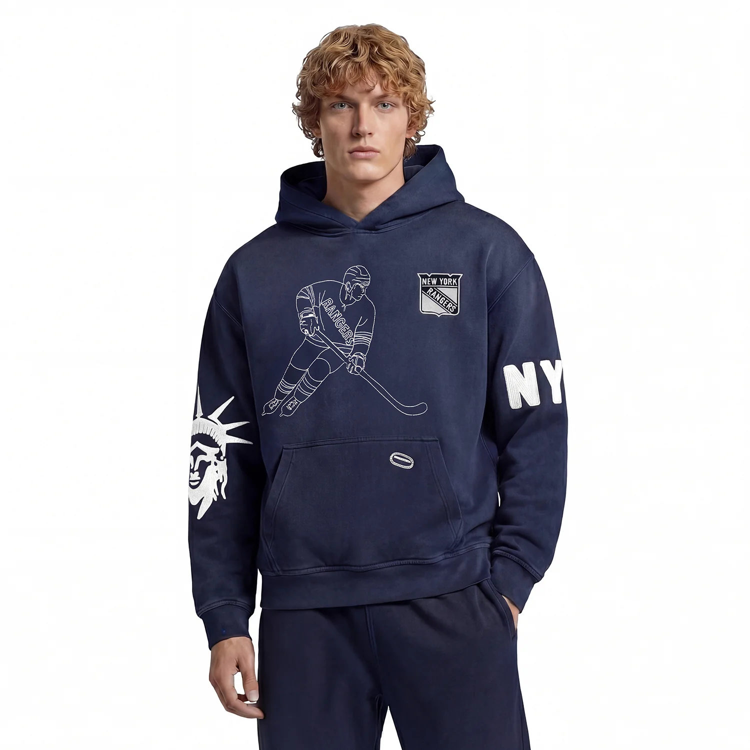 GAME 7 x Rangers Centennial Vintage Washed Embroidery Hoodie