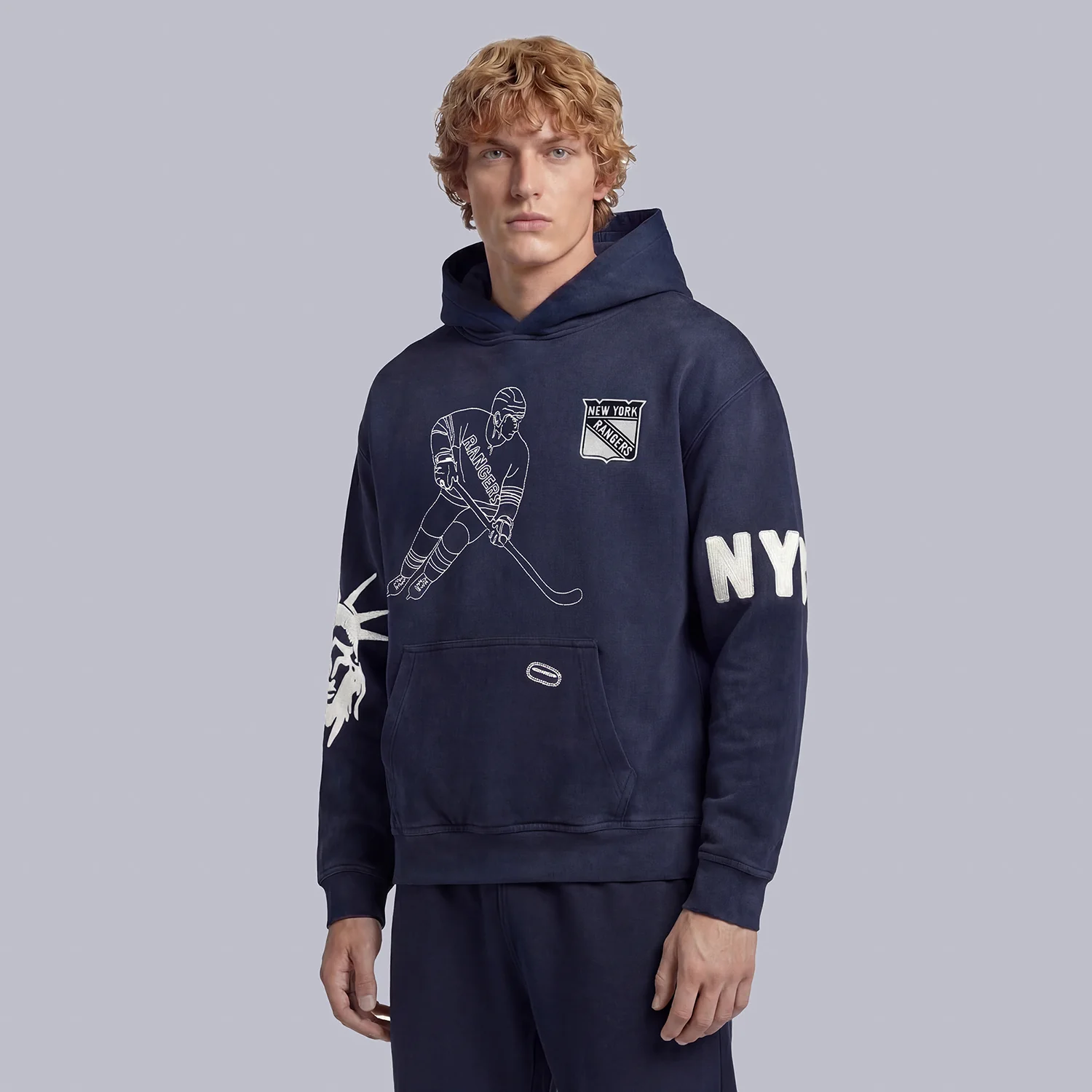 GAME 7 x Rangers Centennial Vintage Washed Embroidery Hoodie - Image 3