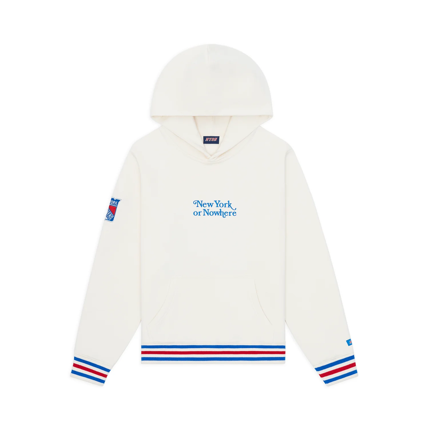 NYON x Rangers Cream Motto Hoodie - Image 2