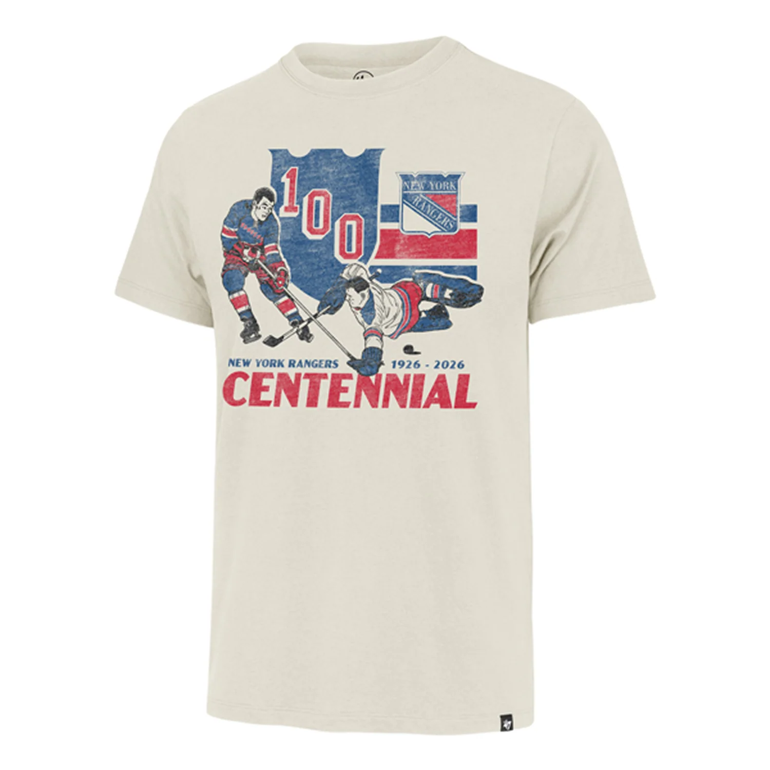 '47 Brand Rangers Centennial Retro Player Graphic Cream Franklin Tee