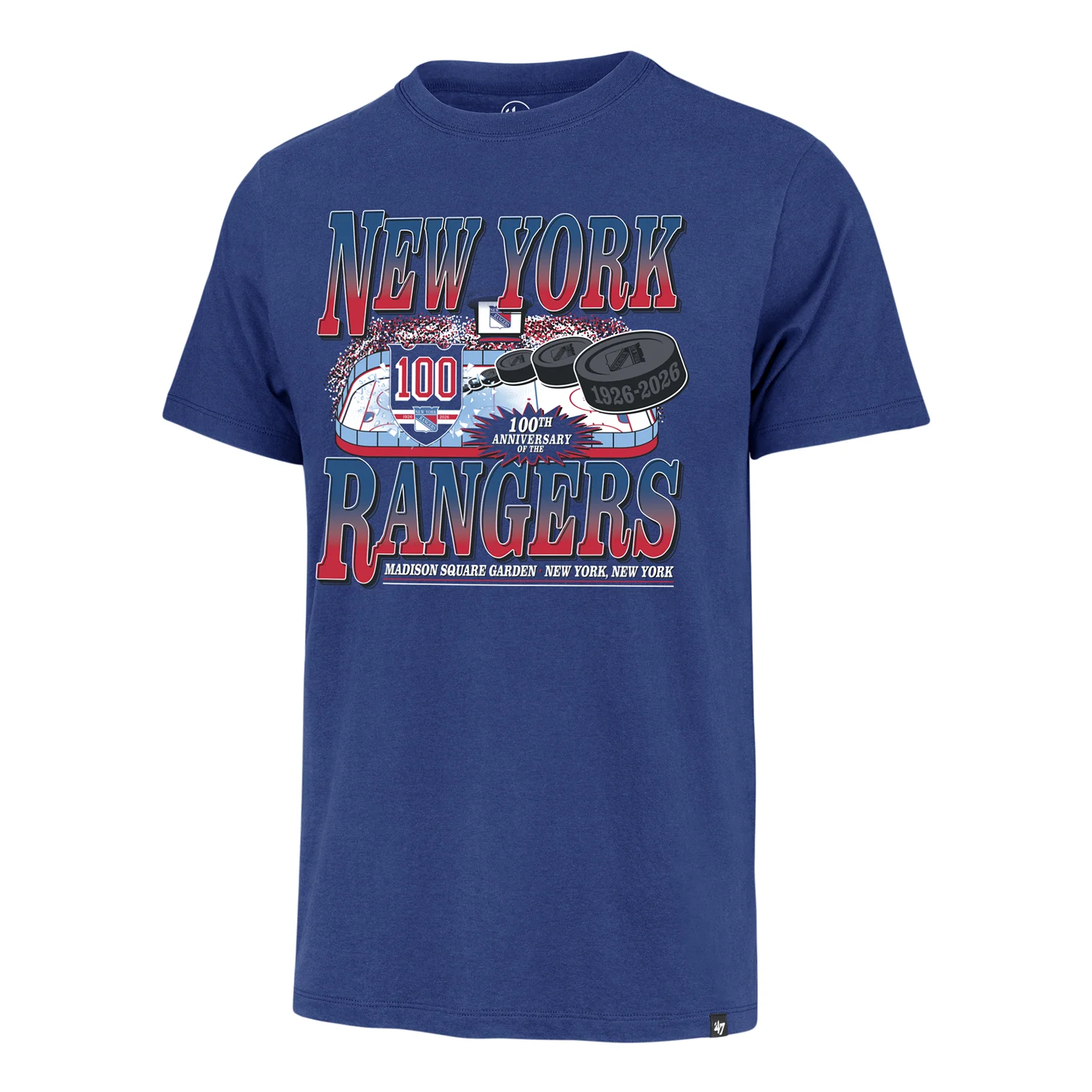 '47 Brand Rangers Centennial Ice Rink Graphic Royal Franklin Tee