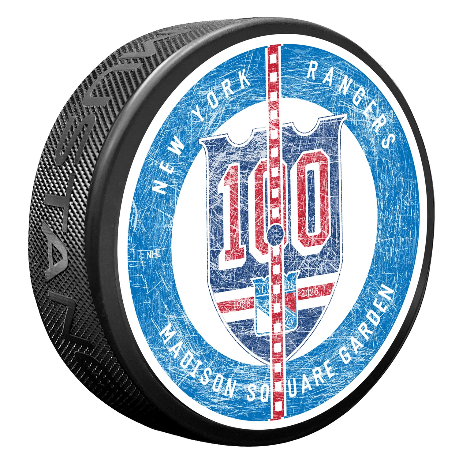 Mustang Rangers Centennial Center Ice Logo Puck