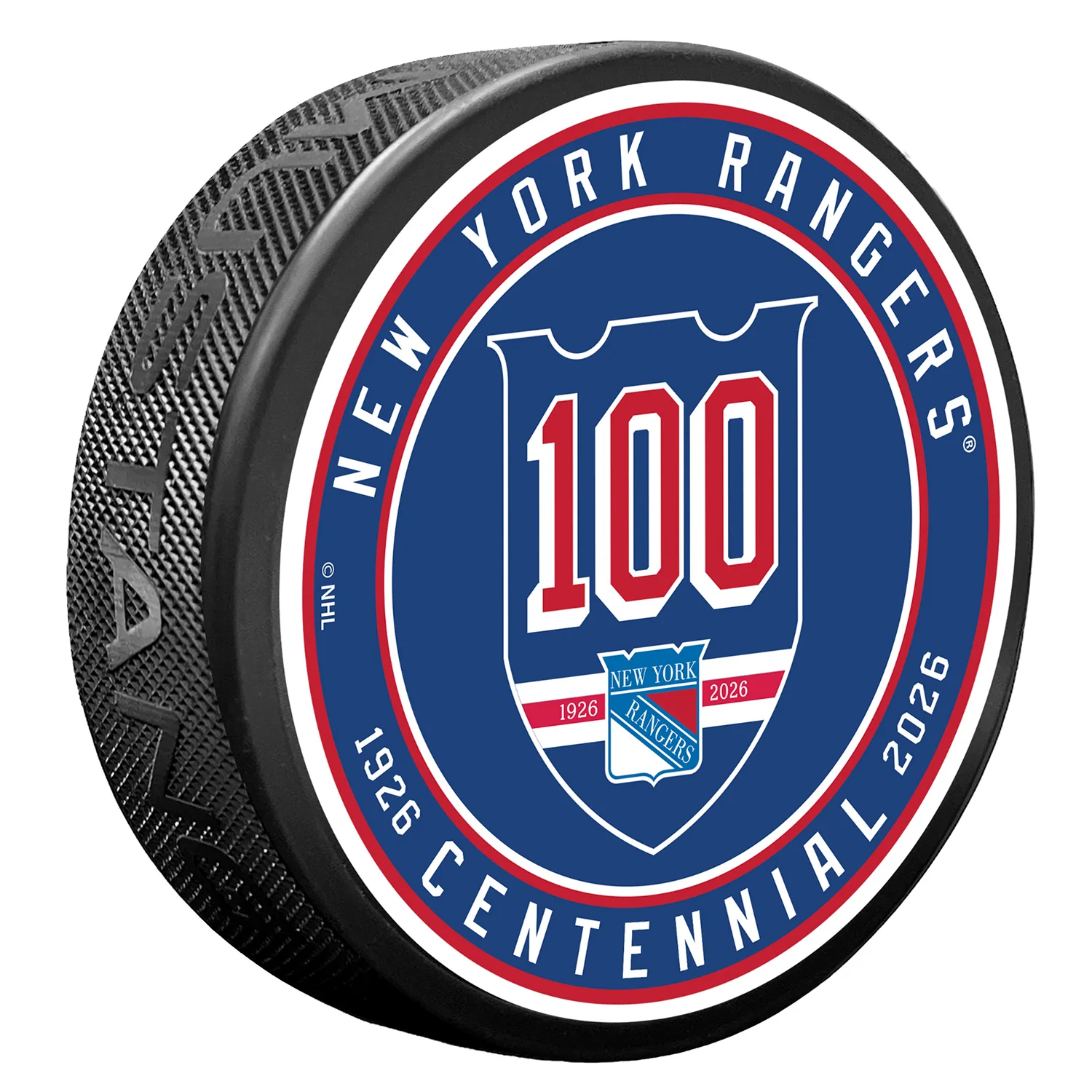 Mustang Rangers Centennial 100th Primary Logo Puck